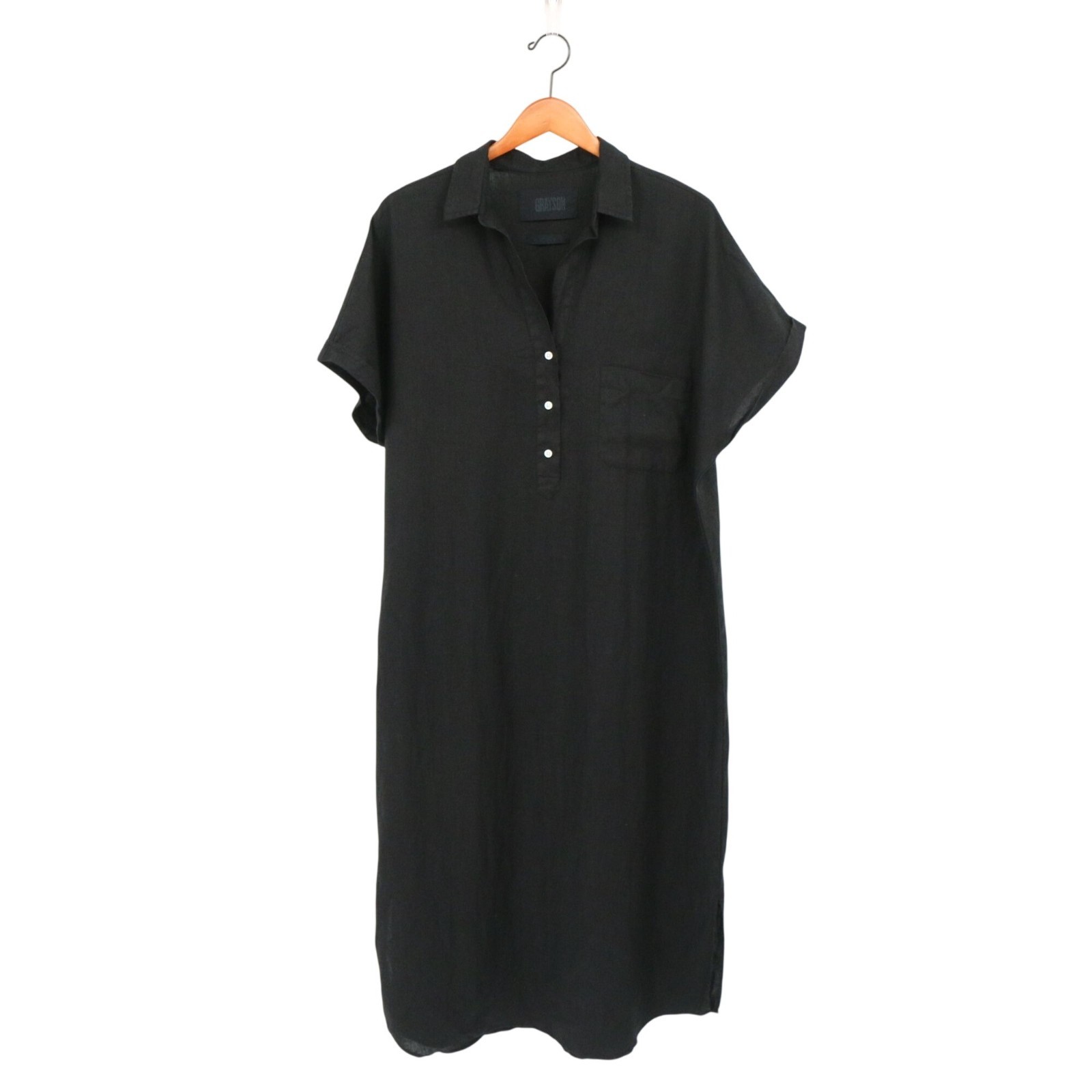 Grayson by Frank & Eileen Linen The Artist Full Length Black Maxi Dress 5 ~ L XL