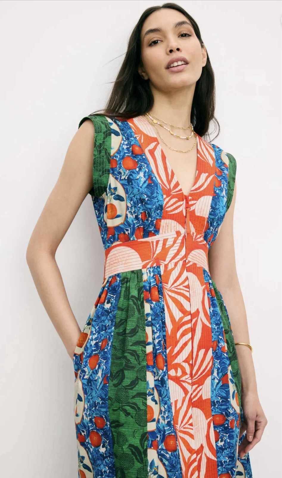 Hunter Bell April Dress EUC Size 10 Large Blue Orange Multi Cotton