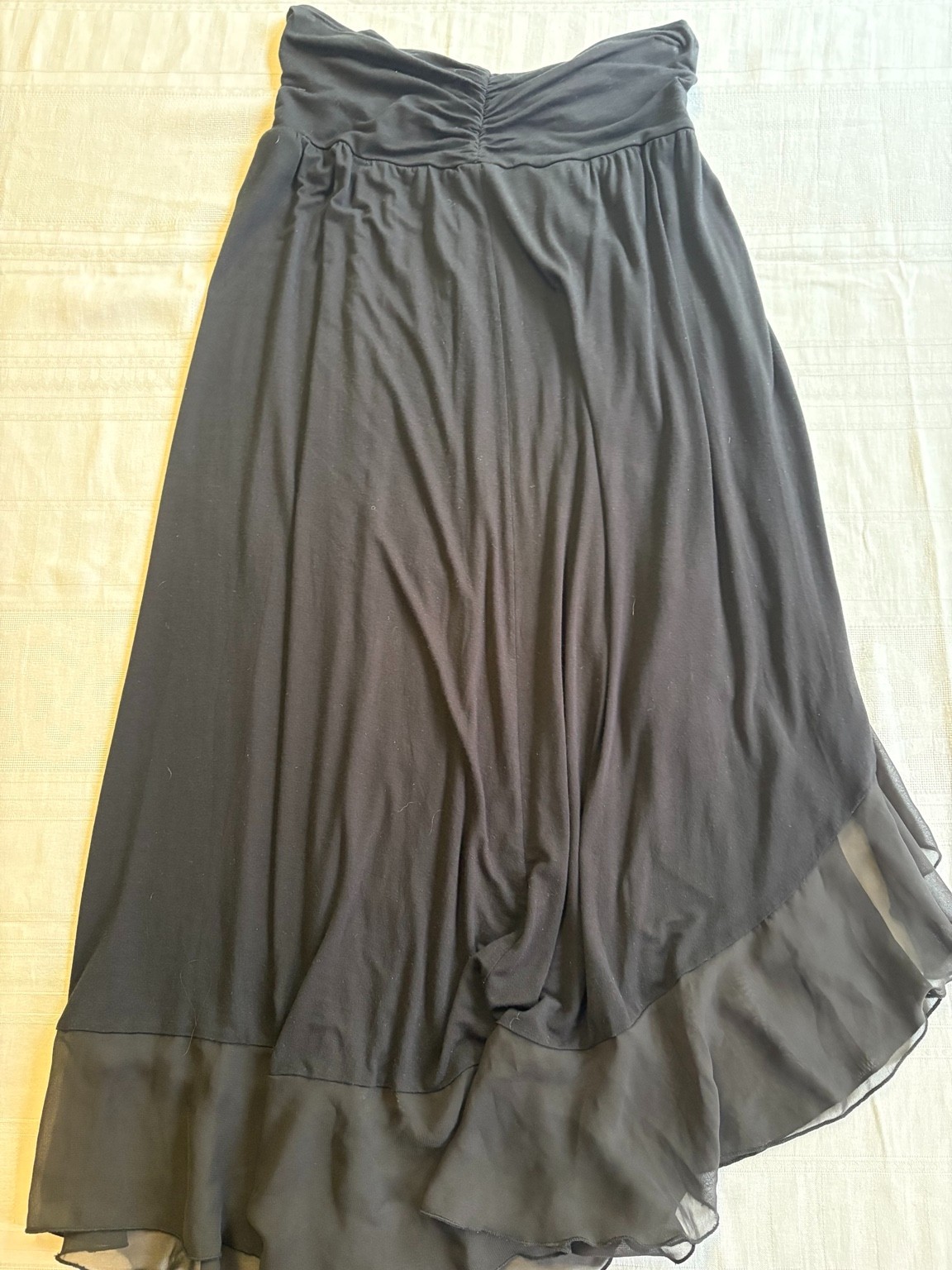 Apt. 9 Women’s L Black Asymmetrical Maxi Dress-skirt Chiffon Ruffle High Low