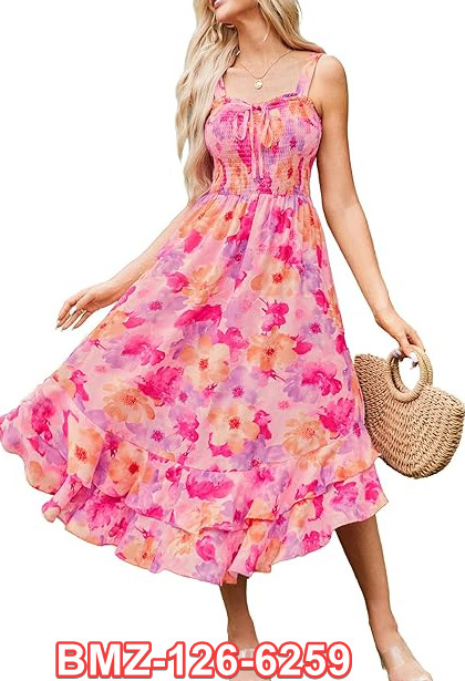 GRACE KARIN Women’s 2025 Summer Floral Boho Dress Swing A Line Sundress Beach L