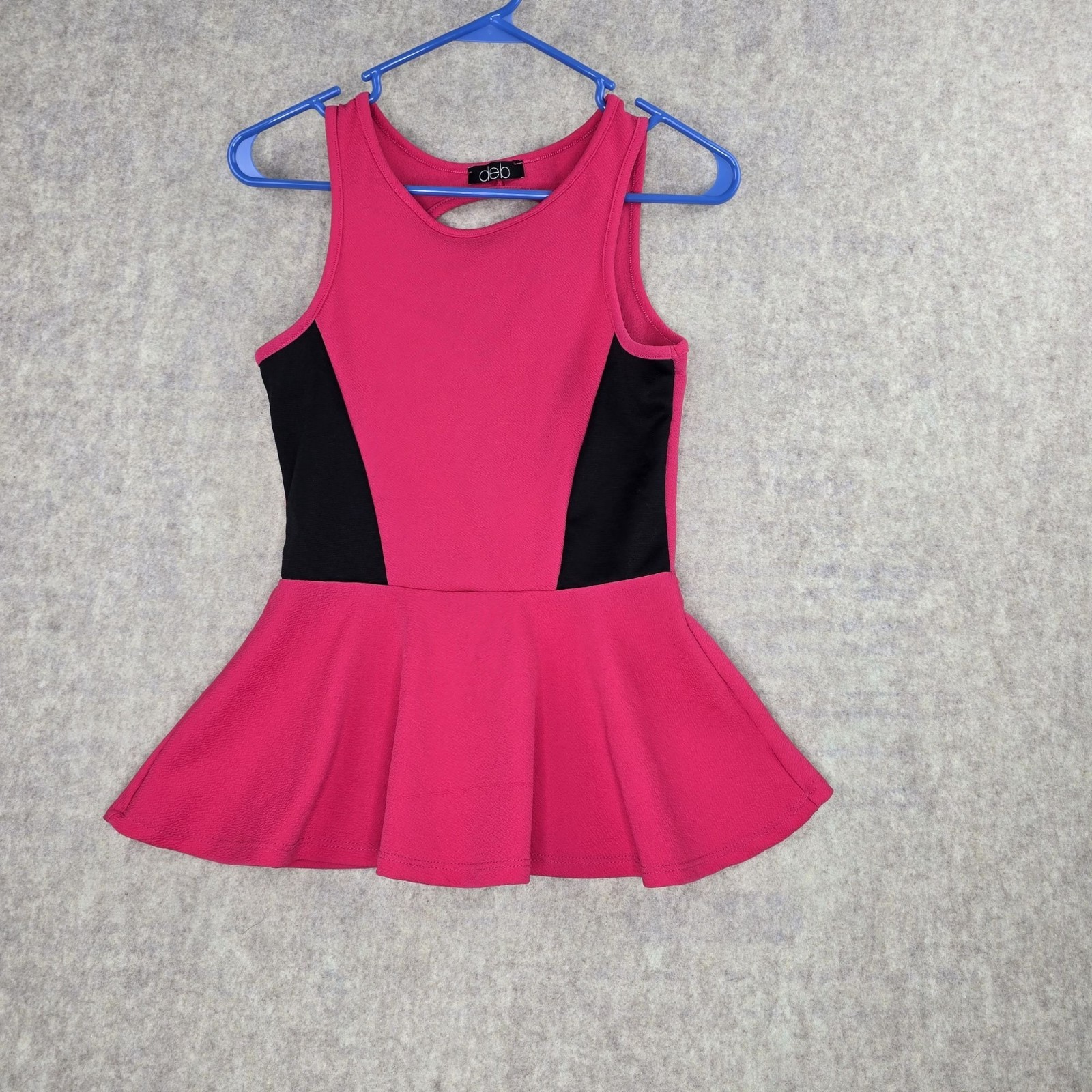 Deb Womens Sleeveless Fit & Flare Tank Dress Pink & Black Textured Fabric Size S