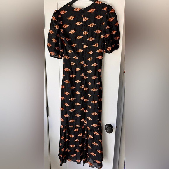 NWT $585 RHODE Ester Plunge V Neck Puff Sleeve MIDI Jacquard Dress – 4