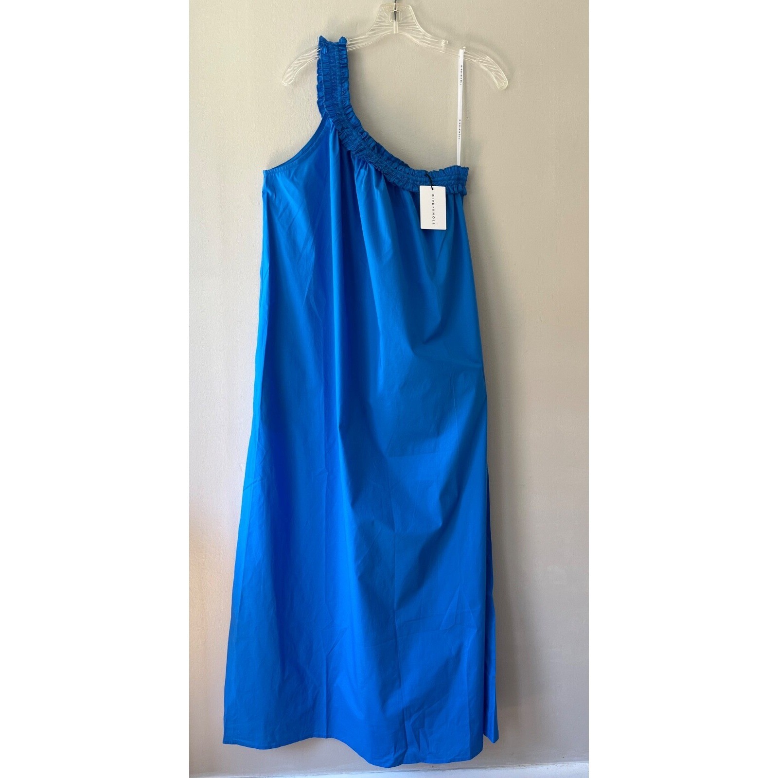 BIRD and KNOLL Donatella Luxury One Shoulder Maxi Cotton Stretch Dress, Size XL