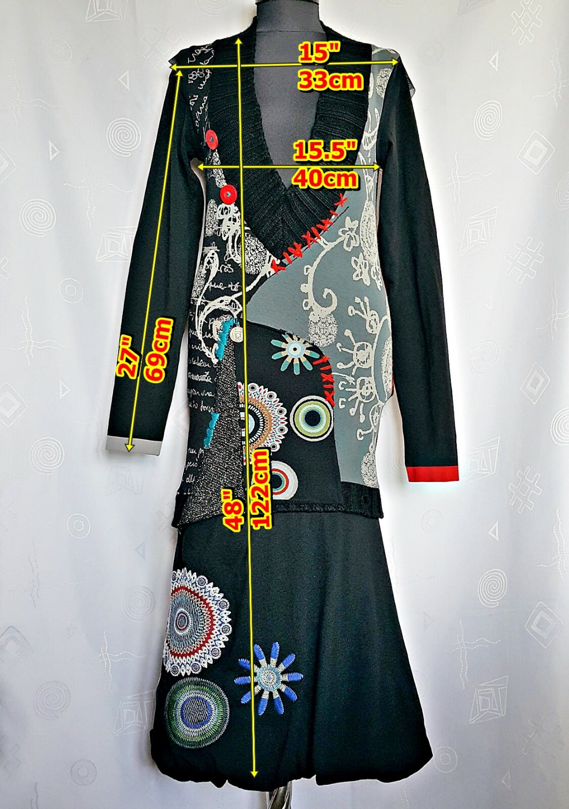 AUTHENTIC DESIGUAL POP ART EMBROIDERY LOGO WOMENS DRESS SIZE US 12 EU 40 L
