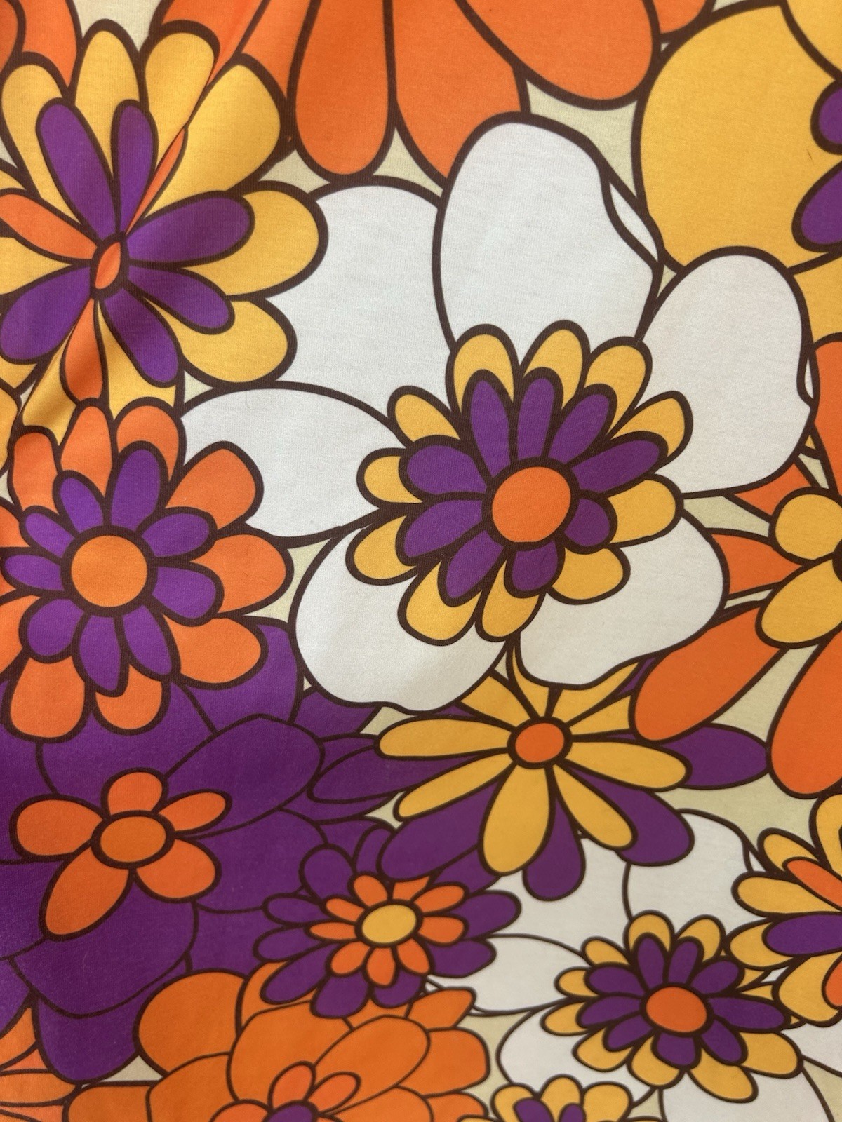 IZURIA Orange/Purple Floral Shift Dress Sheer Mesh Yoke Short Sleeve 2XL