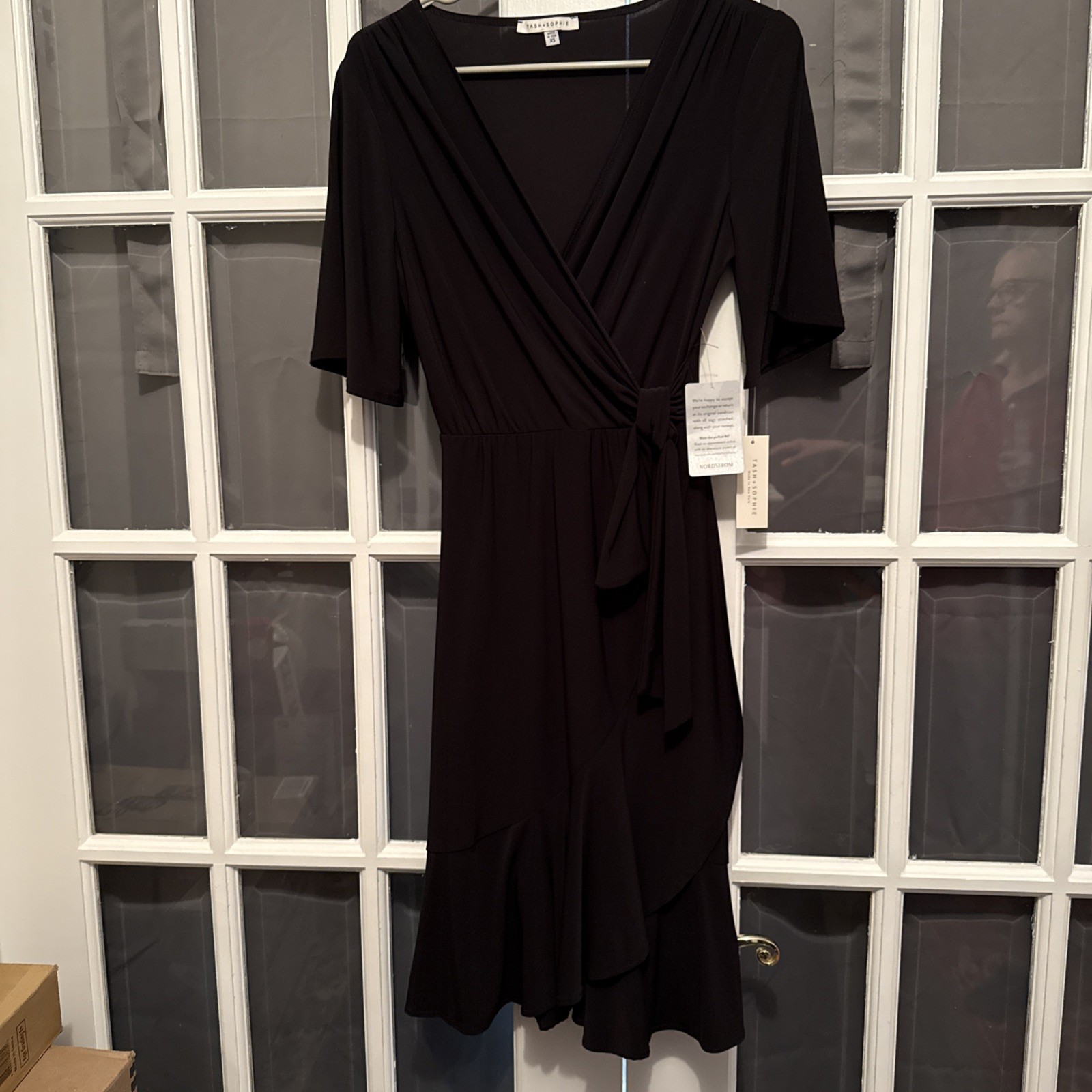 Tash + Sophie Short Sleeve Ruffle Side Tie Faux Wrap Dress Size XS