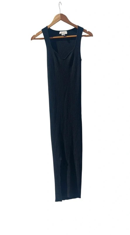 Coast black fitted knit maxi dress with side slit | Size Small 6/8