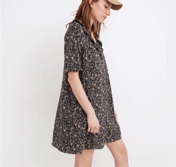 Madewell Ruffle Button-Front Trapeze Dress S Folkmagic Floral Style NA260