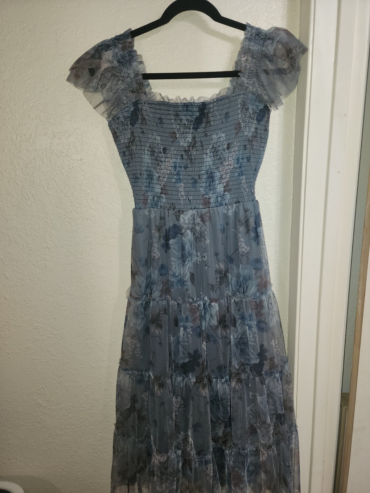 Baltic Born Clementine Tulle Midi Dress Blue Floral Size Medium