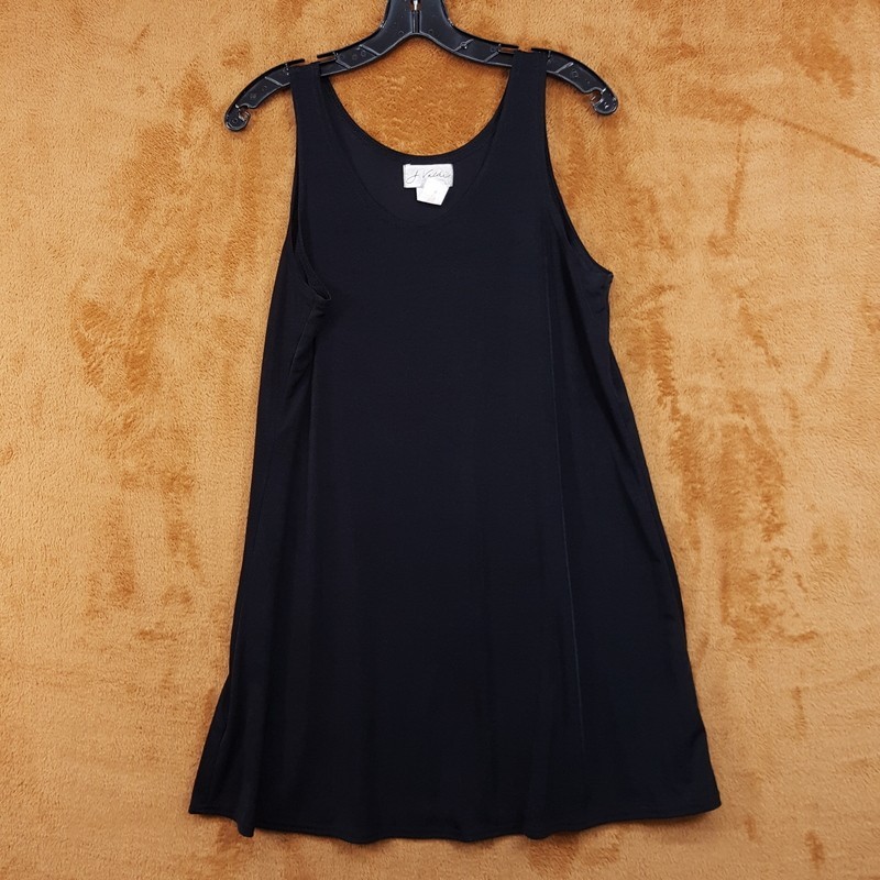 J VALDI Shift Dress Womens Large Black Pullover Sleeveless Tank Slinky Stretch