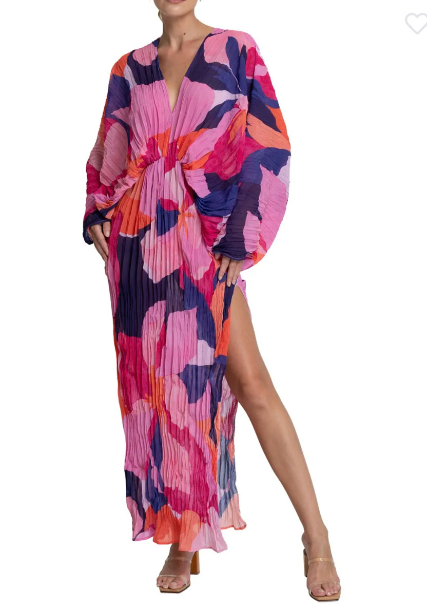 L’Idée Deluxe Capri Dress AU 14 US 10 Long Sleeve Gown Maxi Pink Event Formal