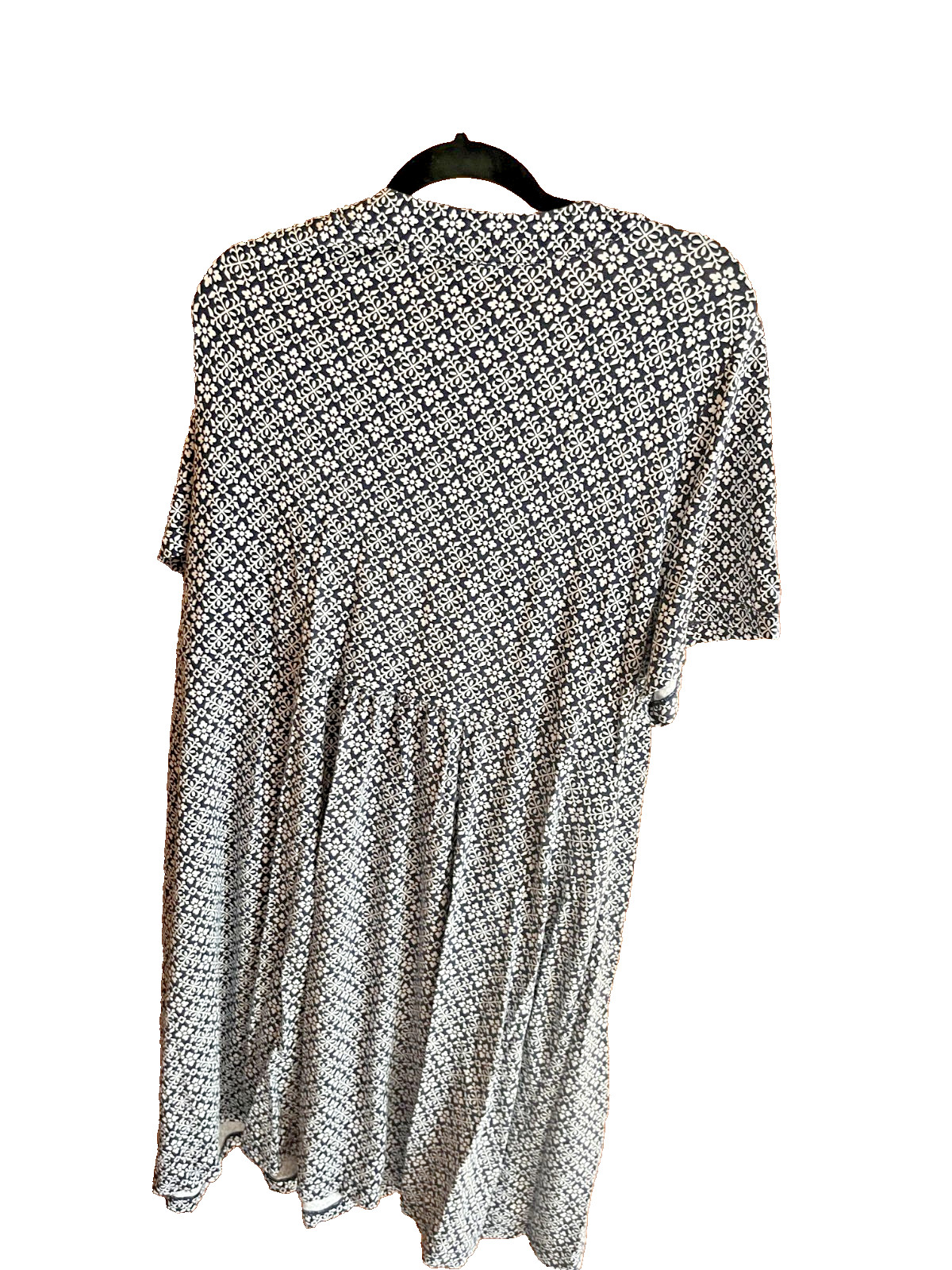 Lands End 3X Light Weight Cotton Modal Short Sleeve Above Knee Dress Navy Tile