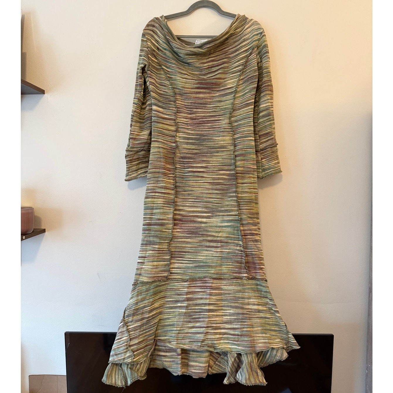NWT earth tone boho mermaid midi dress made in Nepal, Size L
