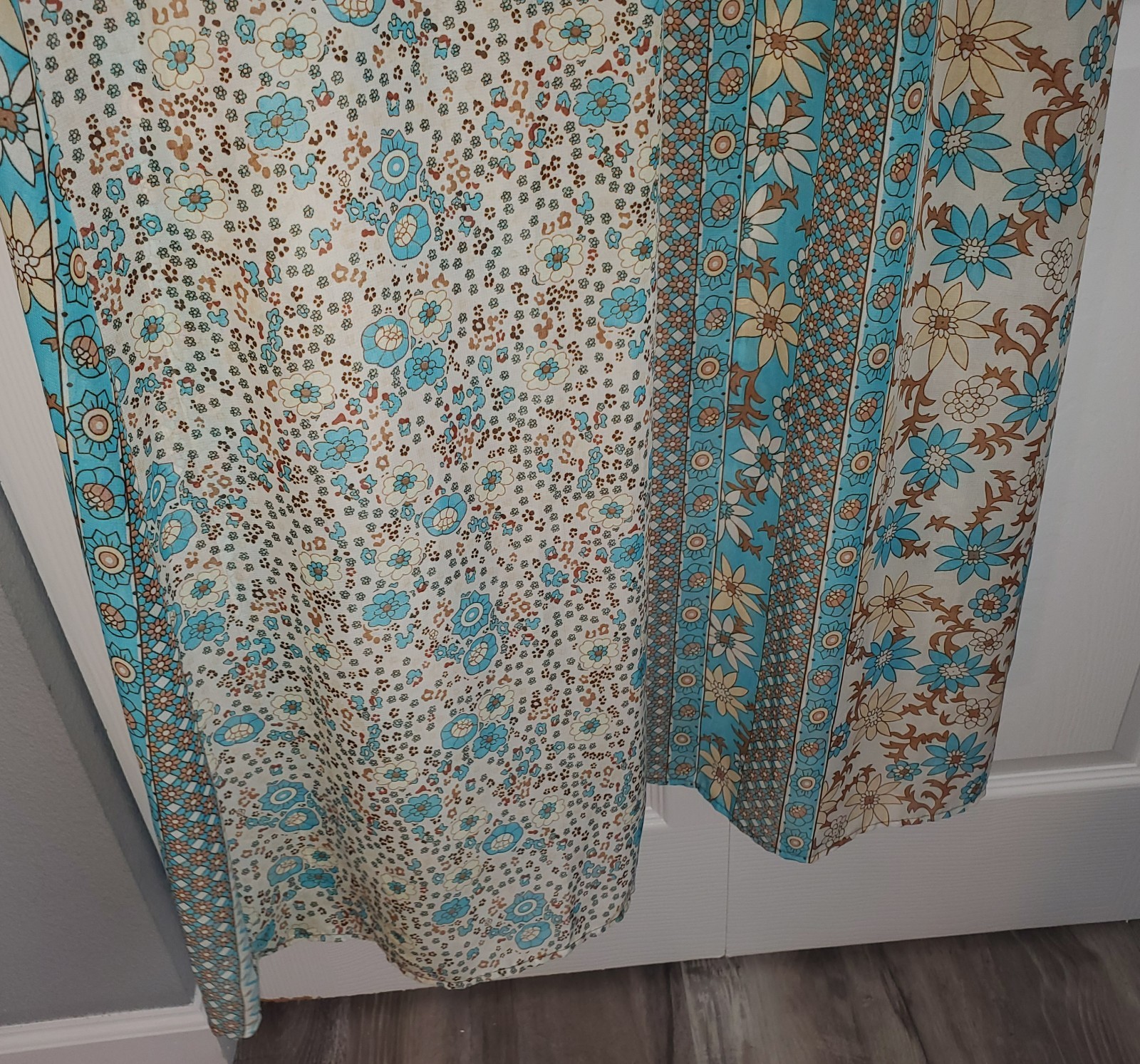 Boho Resort Maxi Dress Fiji XL Smocked Waist Tassel Tie Patchwork Print