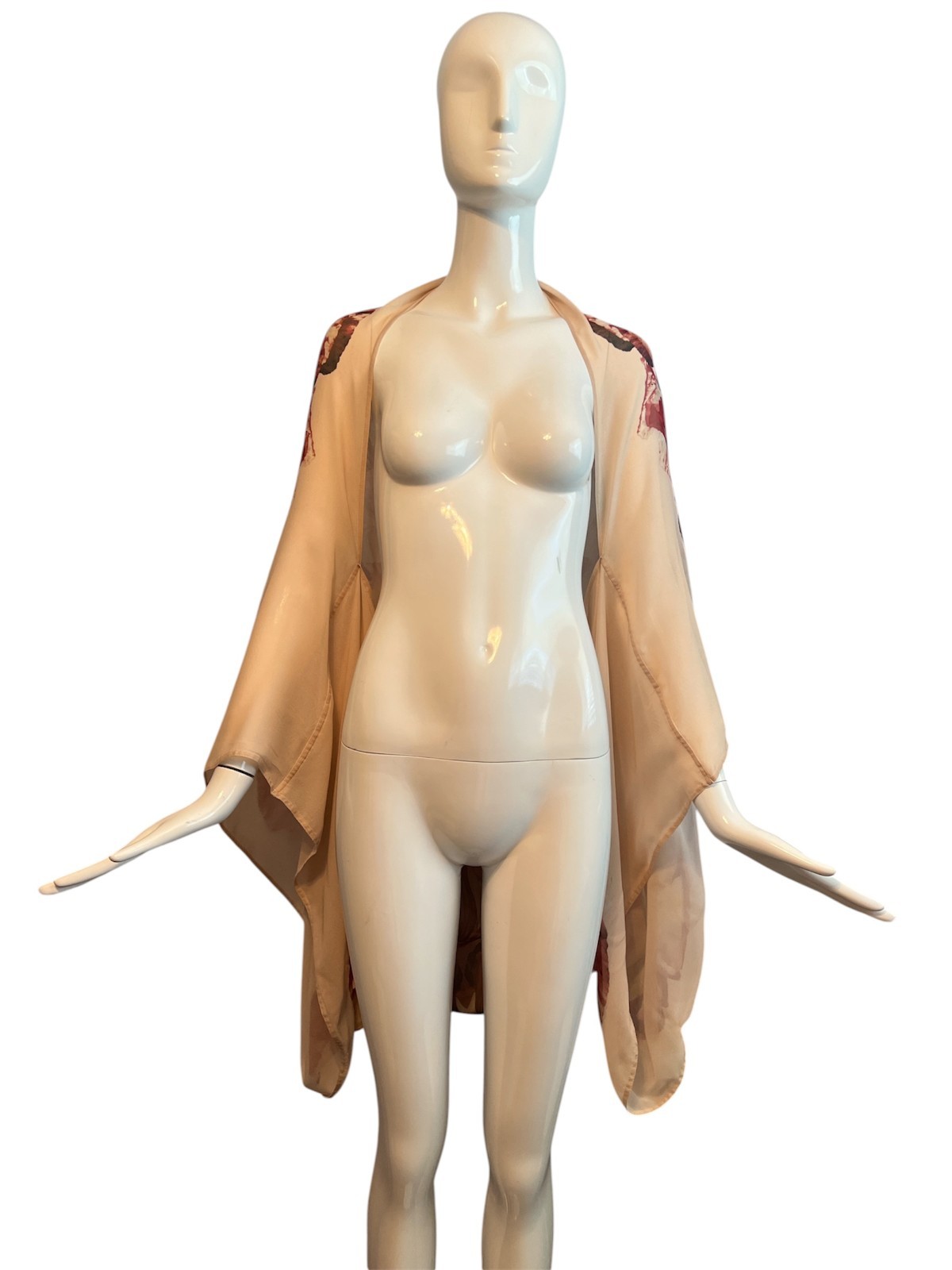 Alexander McQueen Vintage Silk Georgette Pink Cape Shawl NOS w/Tags!