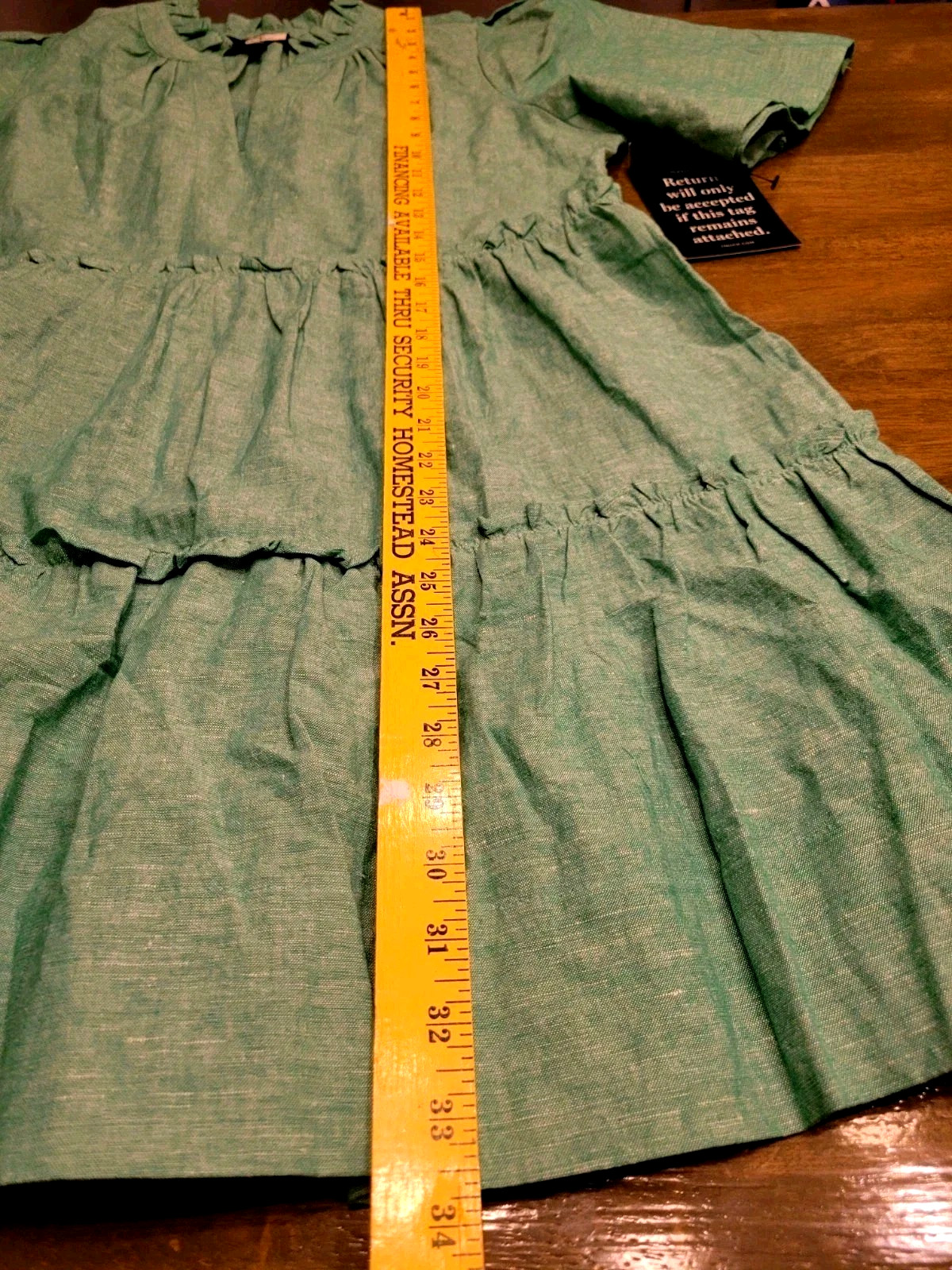 NEW Tuckernuck Crawford Mini Dress Tiered Sea Green Sz Med Linen Blend Coastal