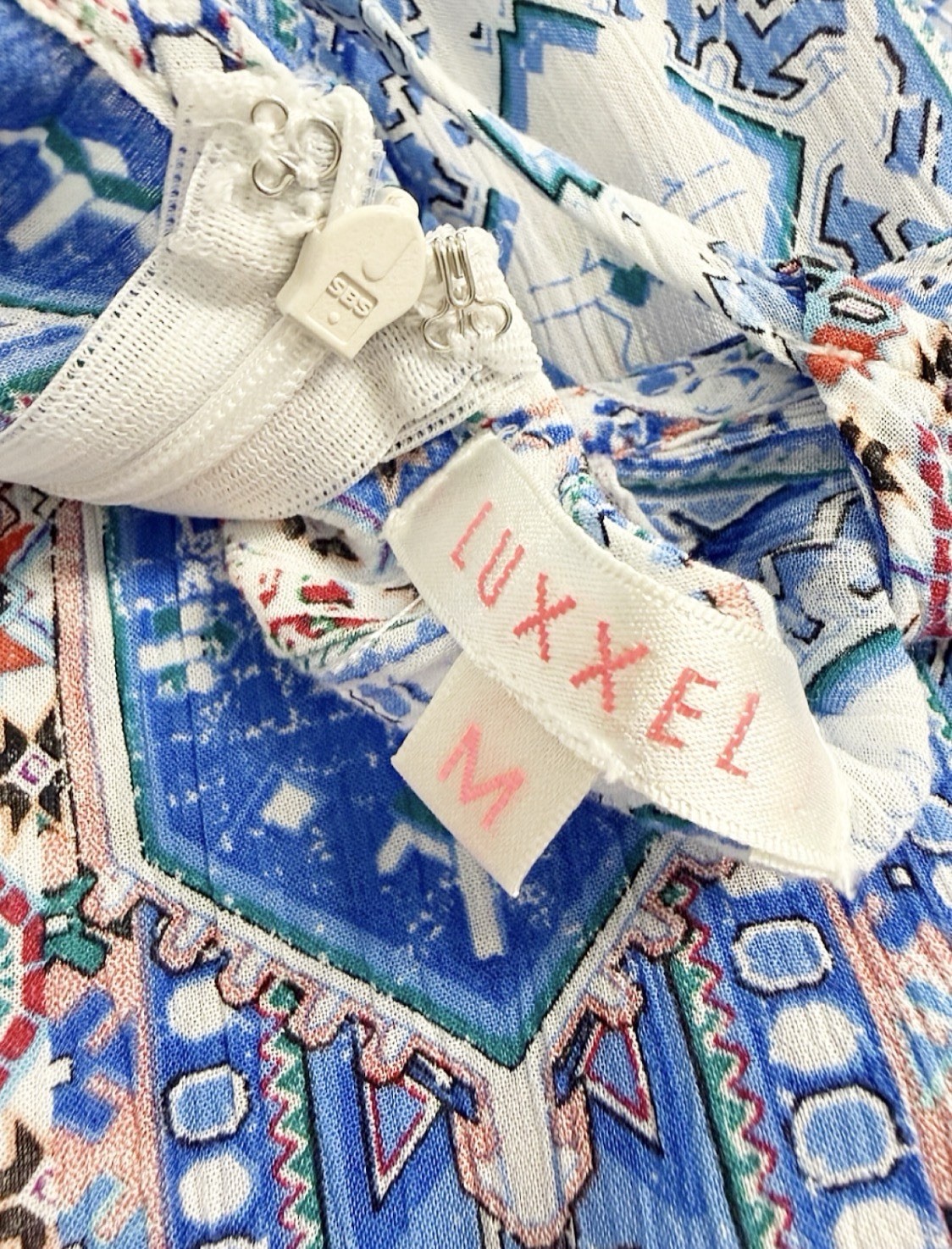 Luxxel High Low Romper Dress Medium Blue Boho Lace Up Maxi Overlay Festival M