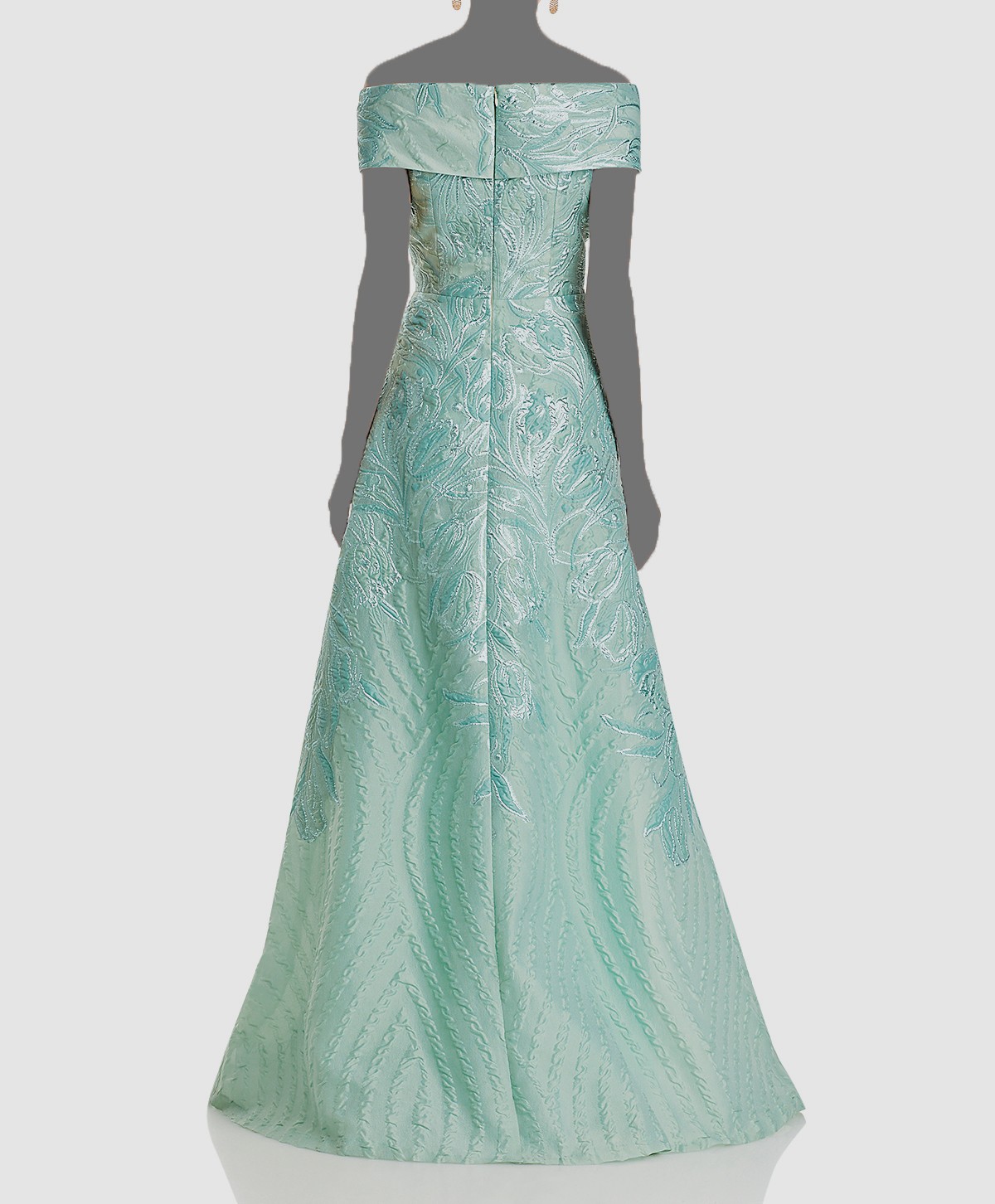 Rickie Freeman by Teri Jon Women’s Green Metallic Off-Shoulder Dress Size 6