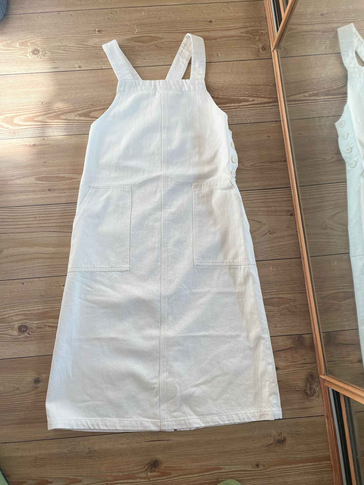 Seasalt Barrepta Cove Pinafore Dungaree Dress Cotton Chalk Uk 8 New £69.99