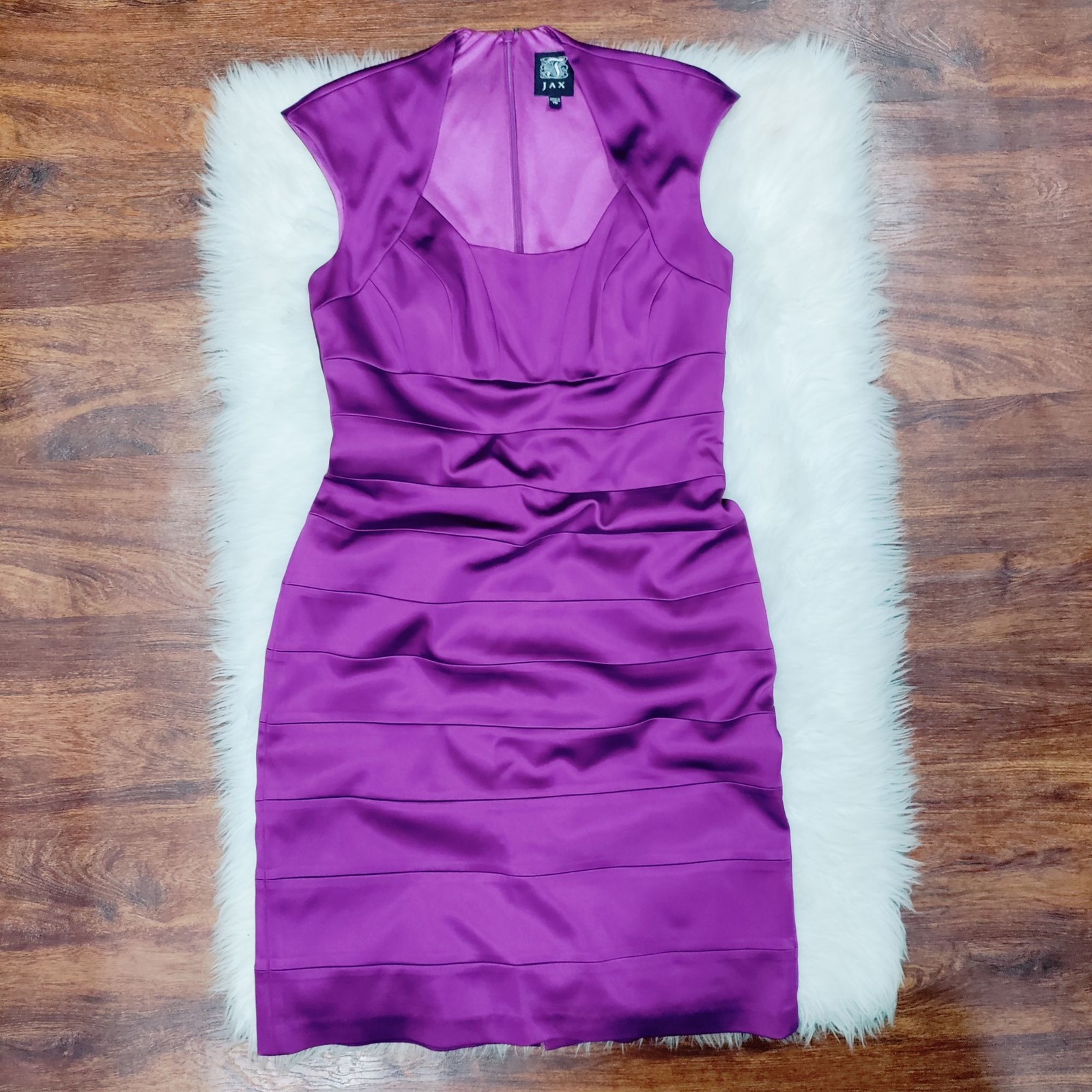 Jax Women’s Purple Sleeveless Polyester/Nylon Blend Sheath Dress Size 10