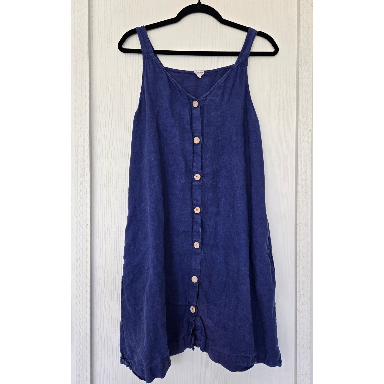 Jolibump 100% Linen Maternity Dress w Pockets Pregnancy Classic Coastal Vacation