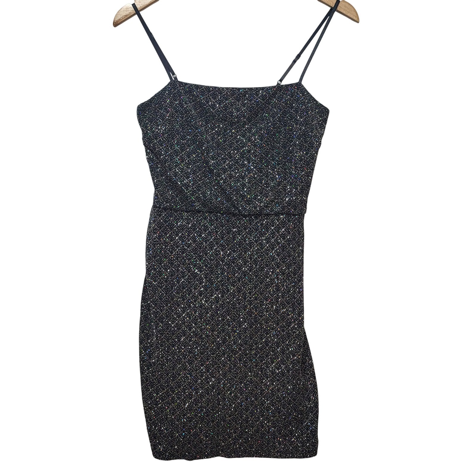 Altar’d State Black Multi Color Glitter Metallic Mini Bodycon Dress Small