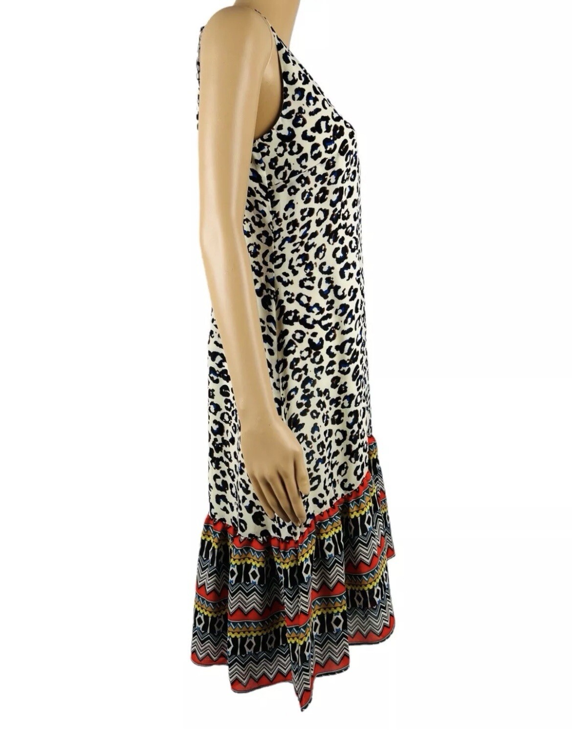 CAbi 5115 Safari Leopard Print Ruffle Slip Dress Size XS Animal Print Boho Lined