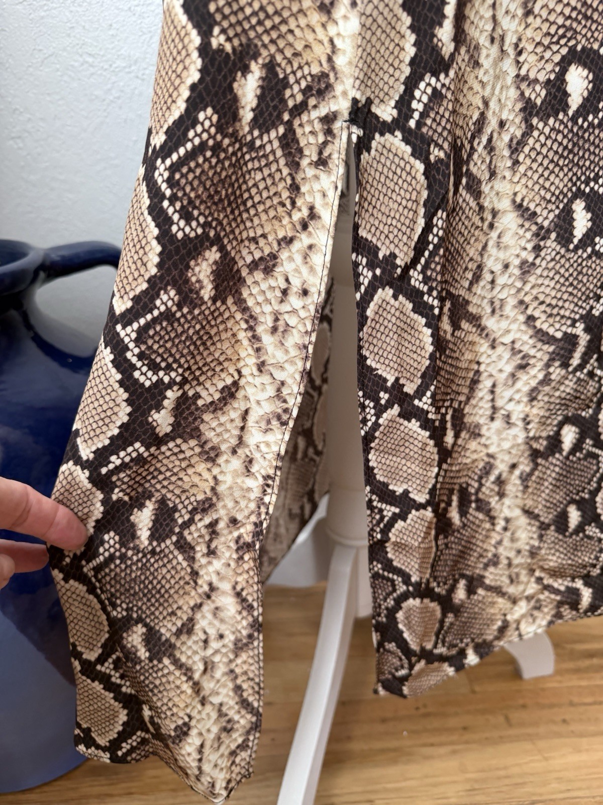 23- The Kooples Snakeskin Print Silk Midi Slip Dress Size 1 (Sm) NWT Lace Trim