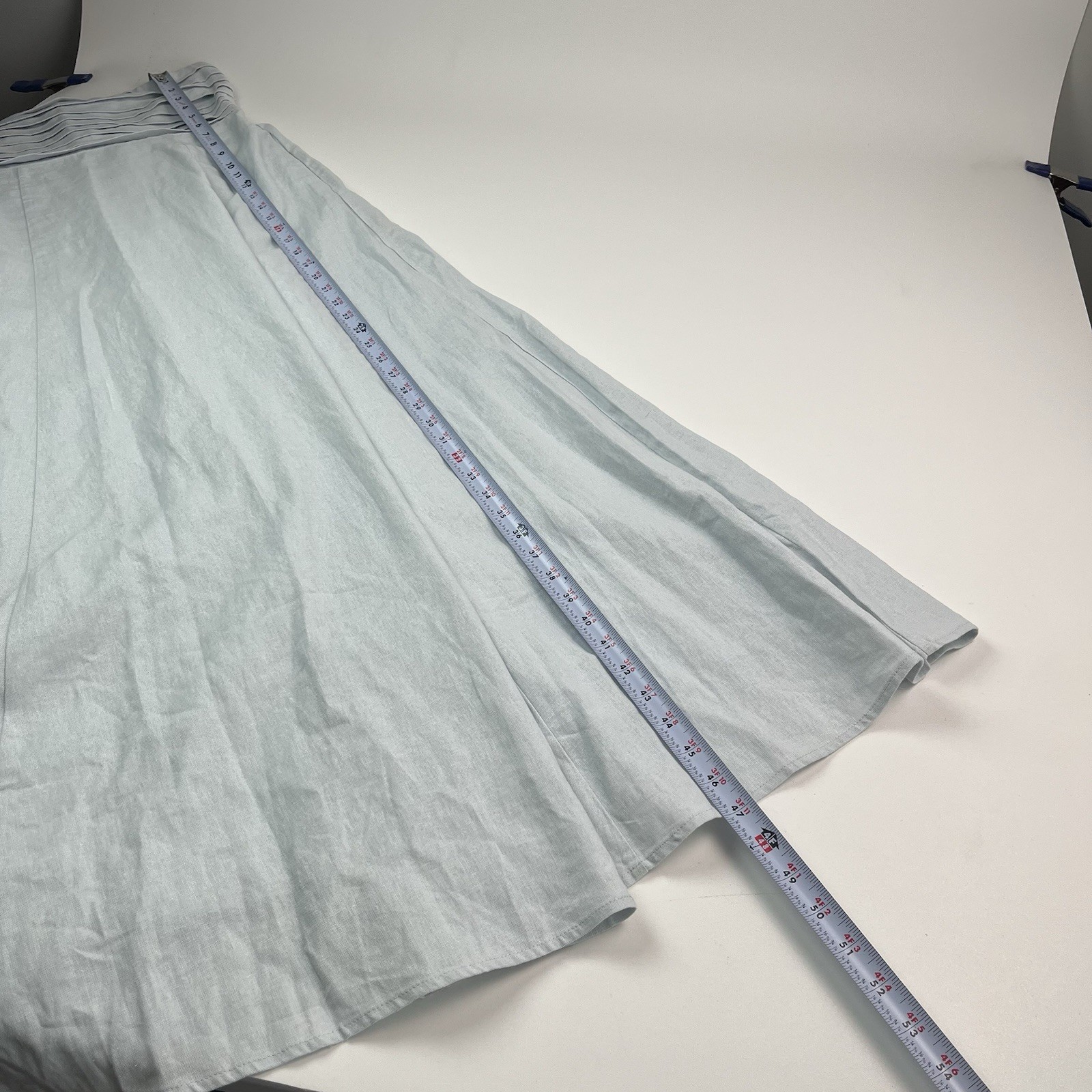 Caroline Constas Linen Blend Strapless Maxi Dress XS Blue Costal Resort NWT