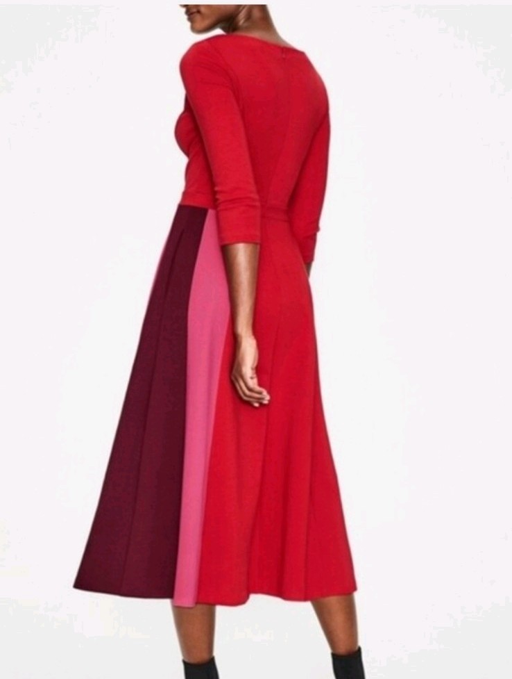 Boden Claudia Red Colorblock Midi Dress Party Special Occasion Wedding Guest 16L