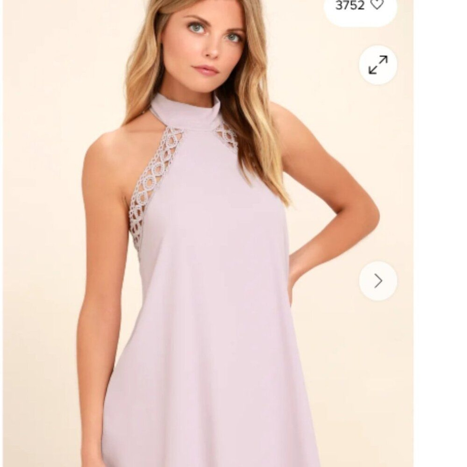LULUS SIZE LARGE LAVENDER ANY SWAY, SHAPE OR FORM LACE HALTER DRESS