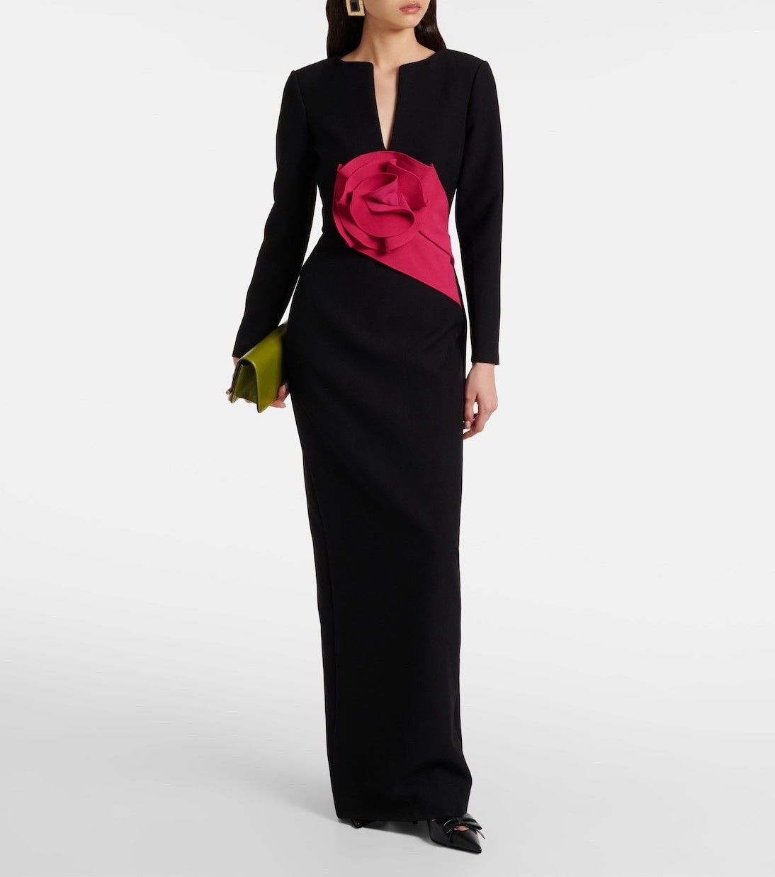 roland mouret Floral-appliqué crêpe gown $ 1750 US 4 UK 8