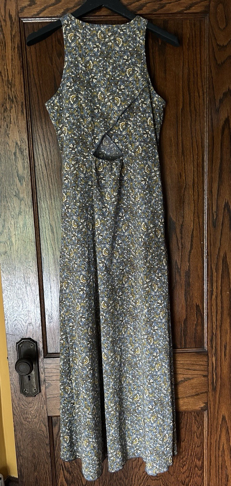 Toad & Co Sunkissed Faux Wrap Maxi Dress XS North Shore Vine Cutout Hi Low Boho