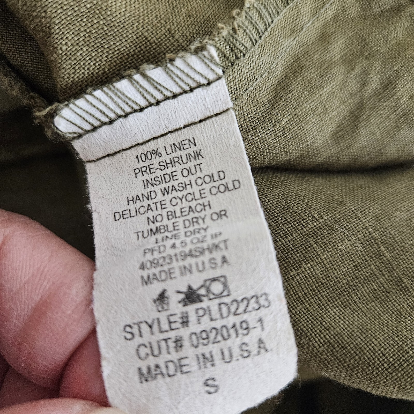 Pure Match Womens 100% Linen Sleeveless Dress Olive Green Made In USA Size Small