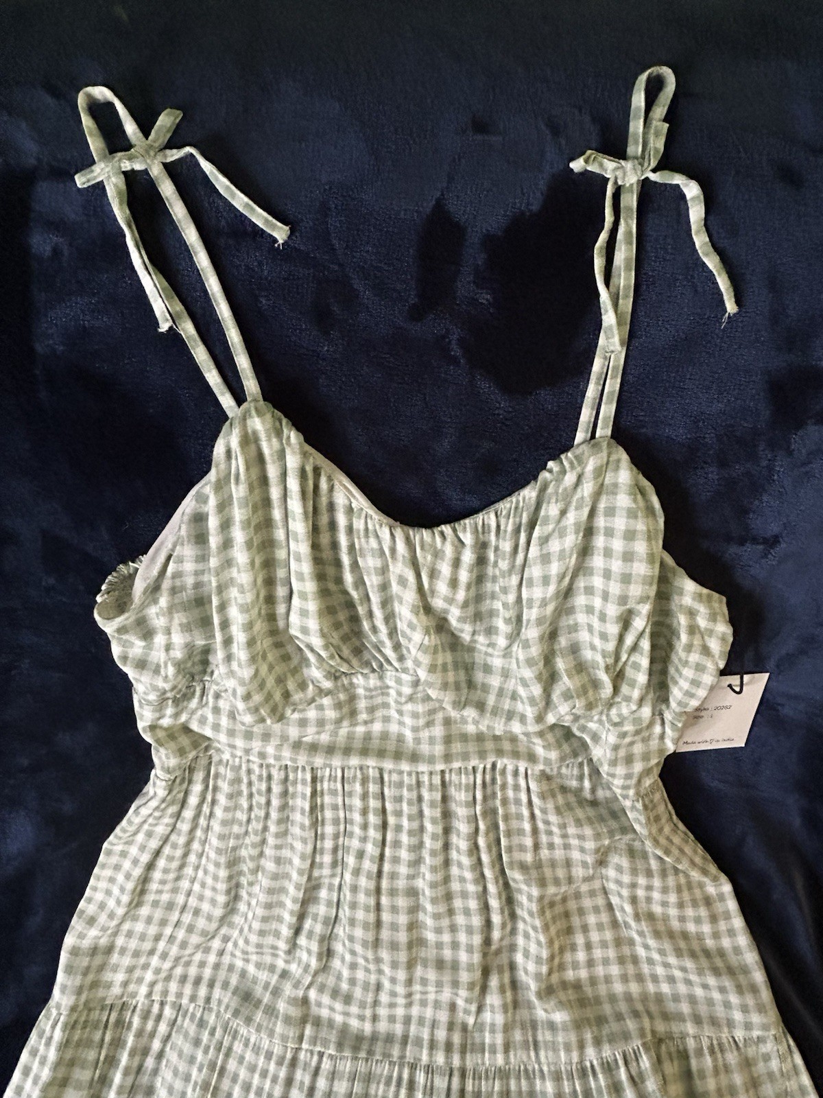 NWT! Jopna Light Green Gingham Thin Strap Sundress Size Large