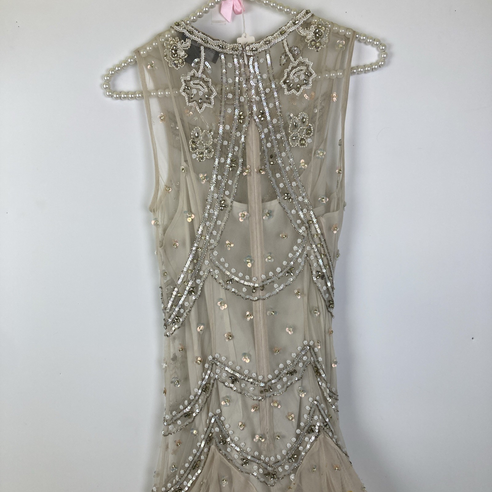 Needle & Thread Cate Beaded Sequin Wedding Dress Size 6 Tulle V Cut Gown Formal