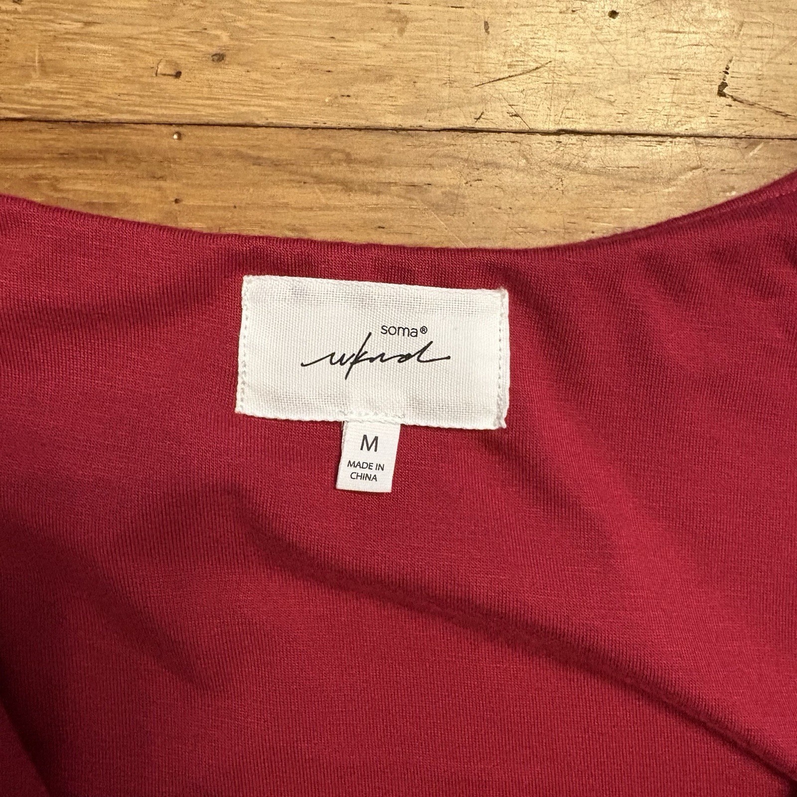 Soma Wknd Faux Wrap Dress Raspberry Red Sleeveless Built In Bra Size M