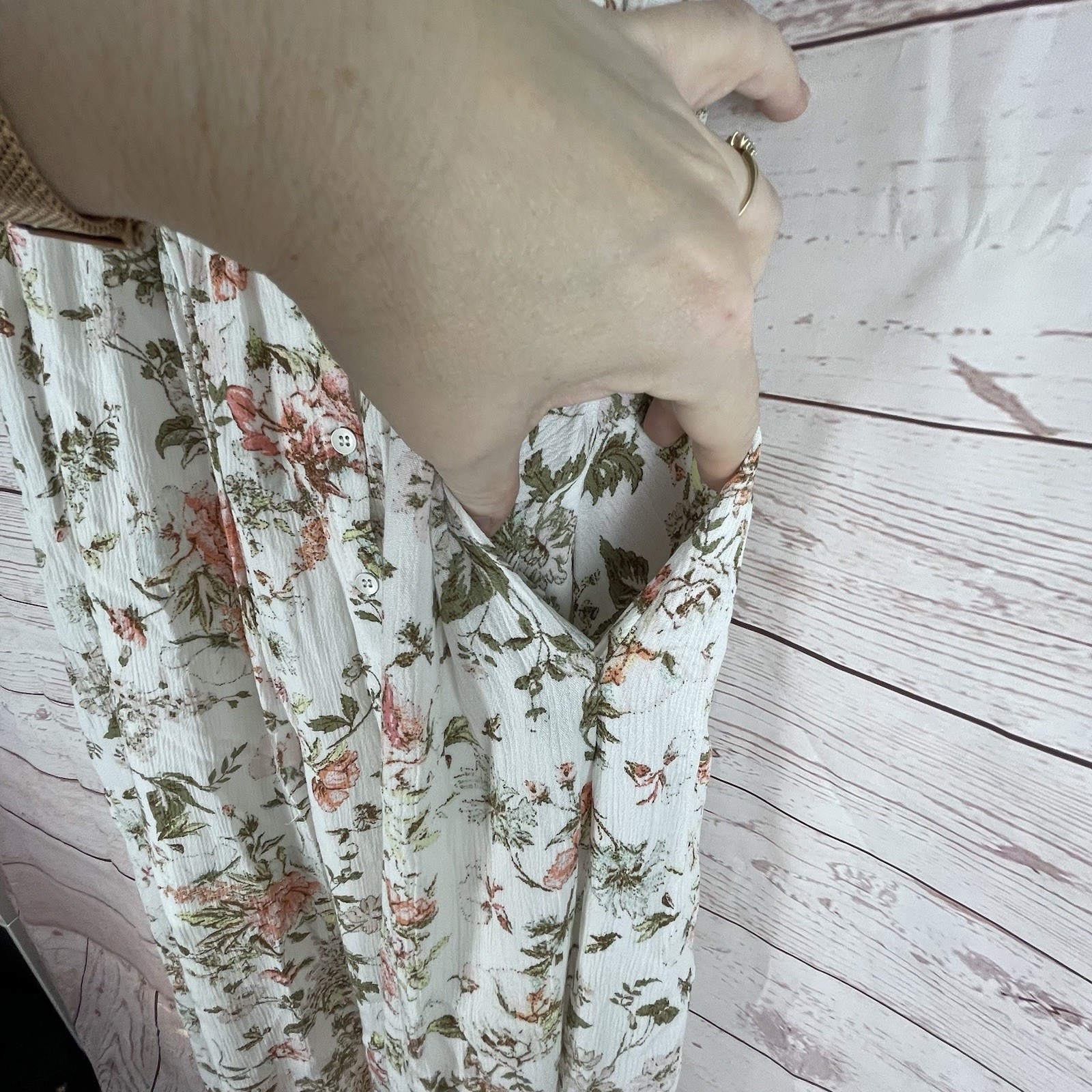 Frye White Folk Garden Easy Button Front Dress Size XS Cottage Whimsy Fairy