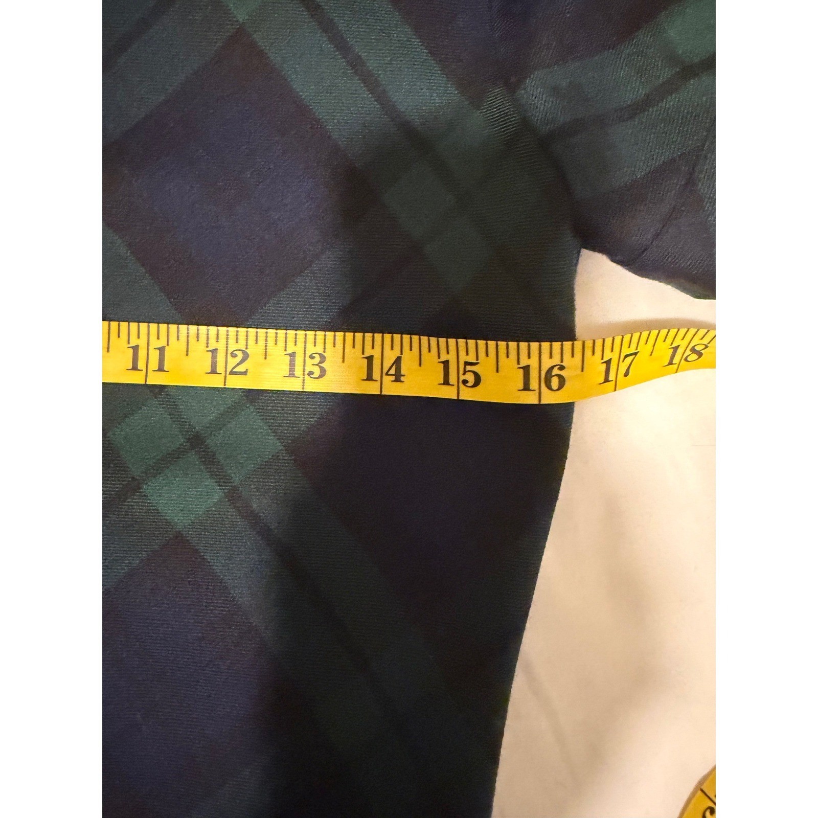J.Crew Black Watch Plaid Wool Blend Ruffle Neck Shift Dress Blue Green 4