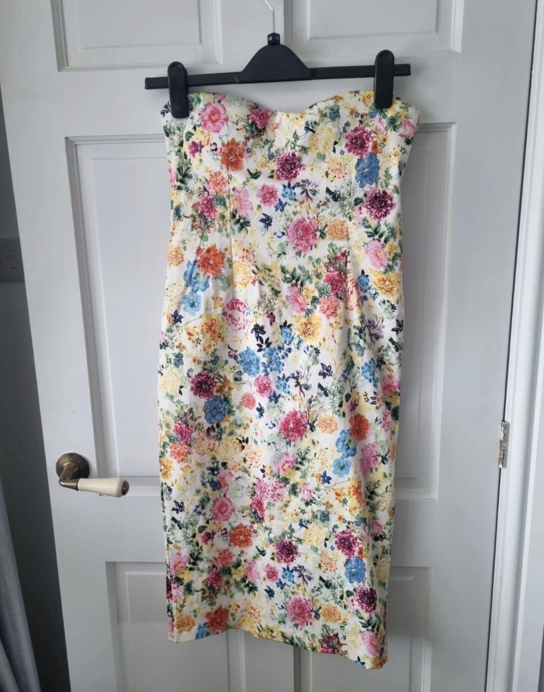 Blue Vanilla Sweetheart Floral Midi Dress. Cotton Size 10