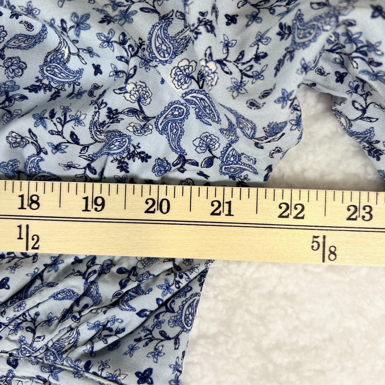 Boho Cottagecore Floral Peasant Dress XXL Smocked Babydoll Blue White