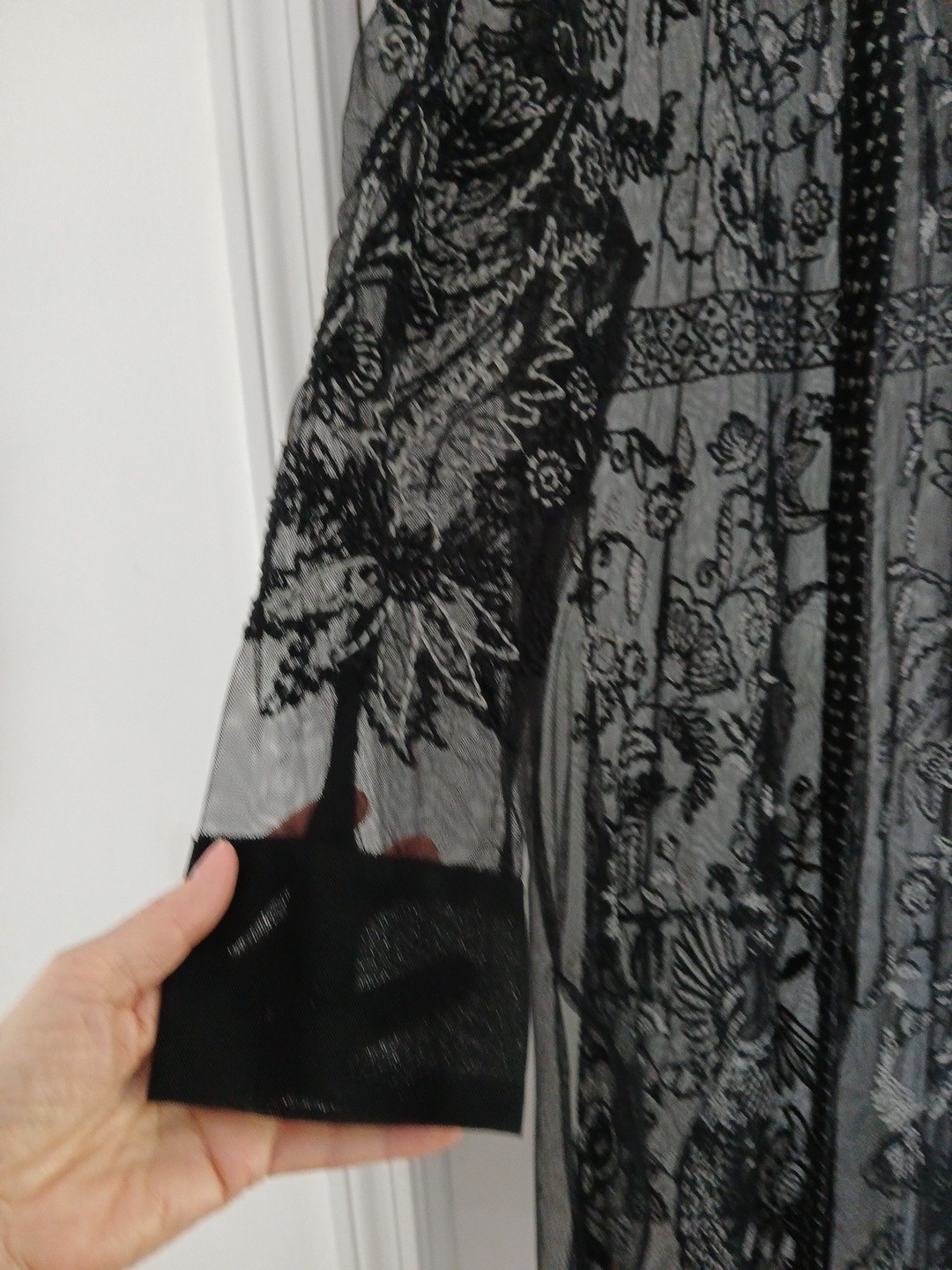 Zara NWT Black Semi-Sheer Embroidered Button Down Long Shirt Dress Overshirt XL