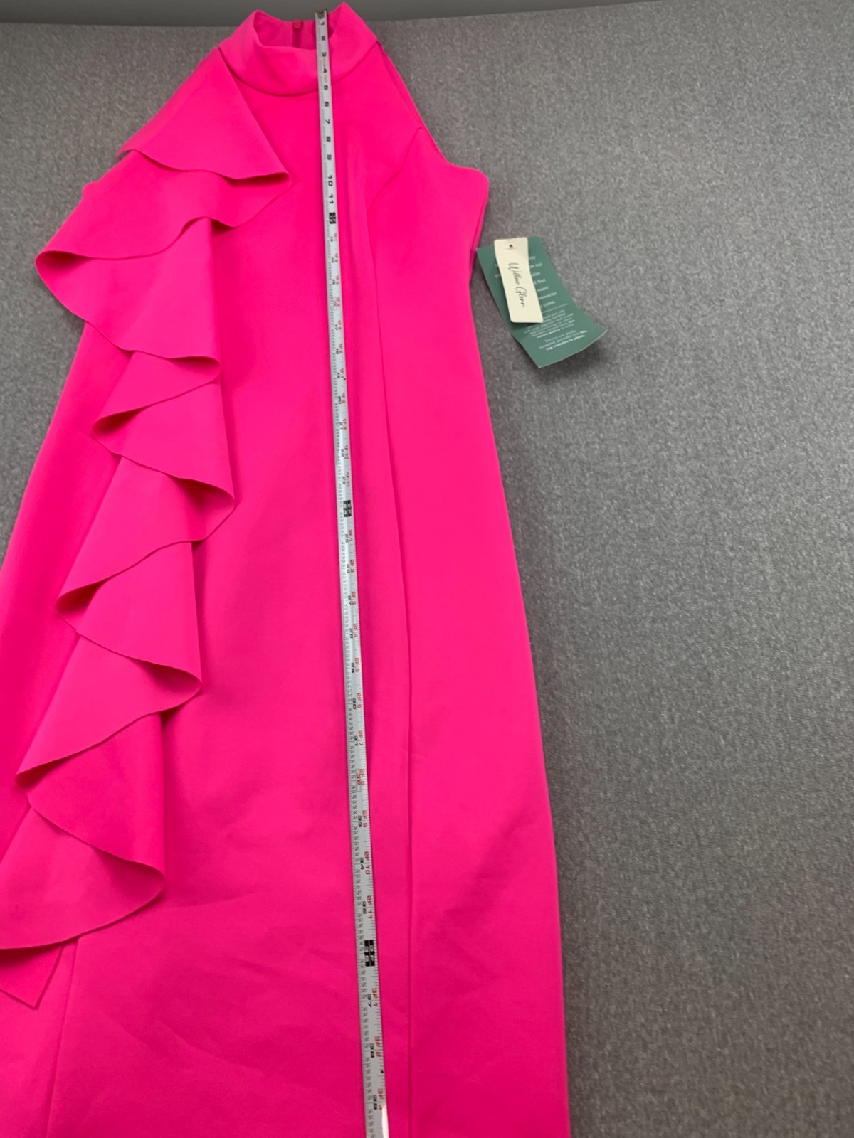 Willow Glenn High Neck Ruffle Dress Womens 4 Hot Pink Sleeveless A-Line Stretch