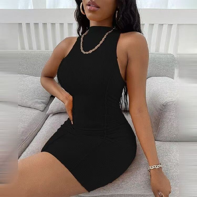 Sexy Summer Sleeveless Bodycon Dresses for Women Slim Fit Clubwear Party Dress