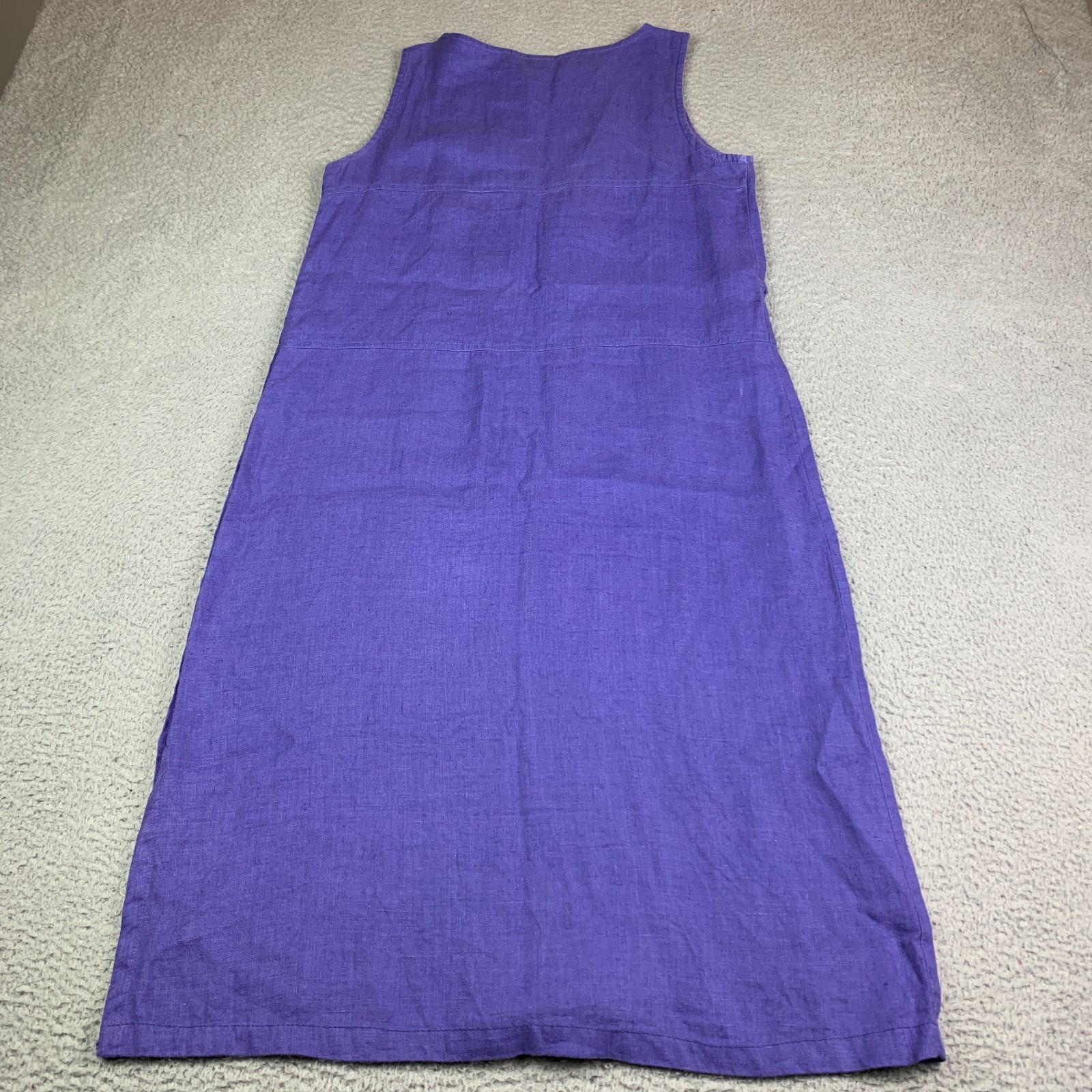 Match USA 100% Linen Maxi Dress Button Side Size 4 USA Vintage Square Neck