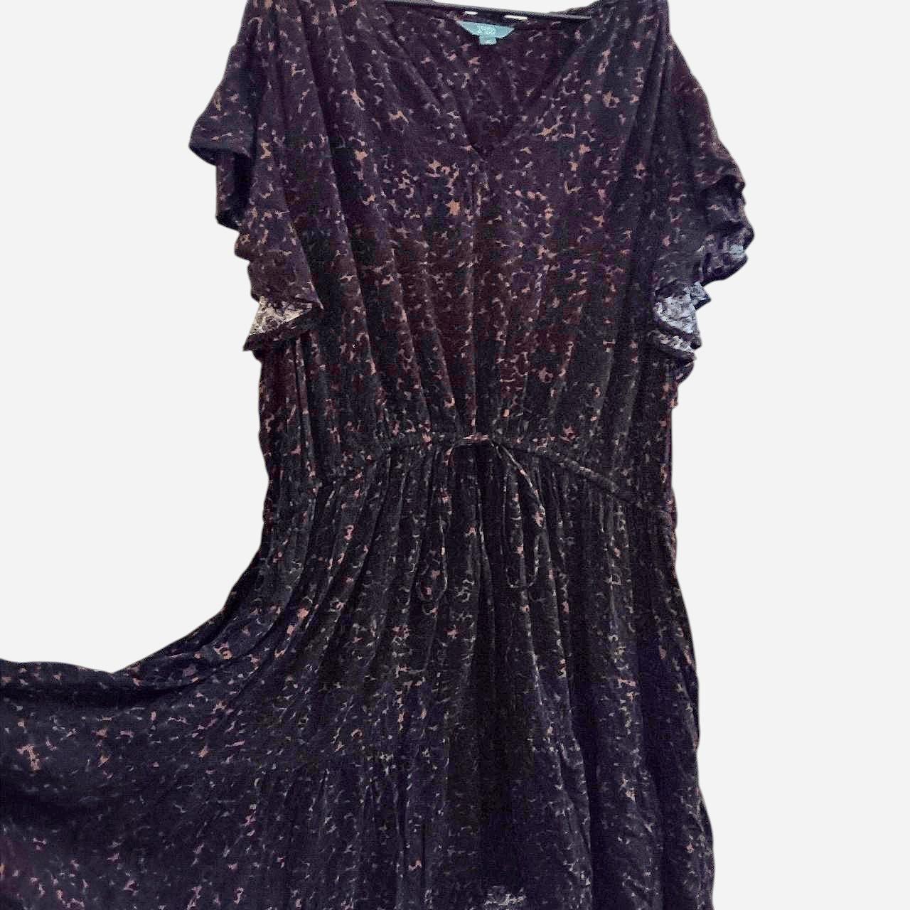 Terra & Sky Women’s Lounge Dress Size 4X Animal Print Ruffle Sleeve Cheetah Plus