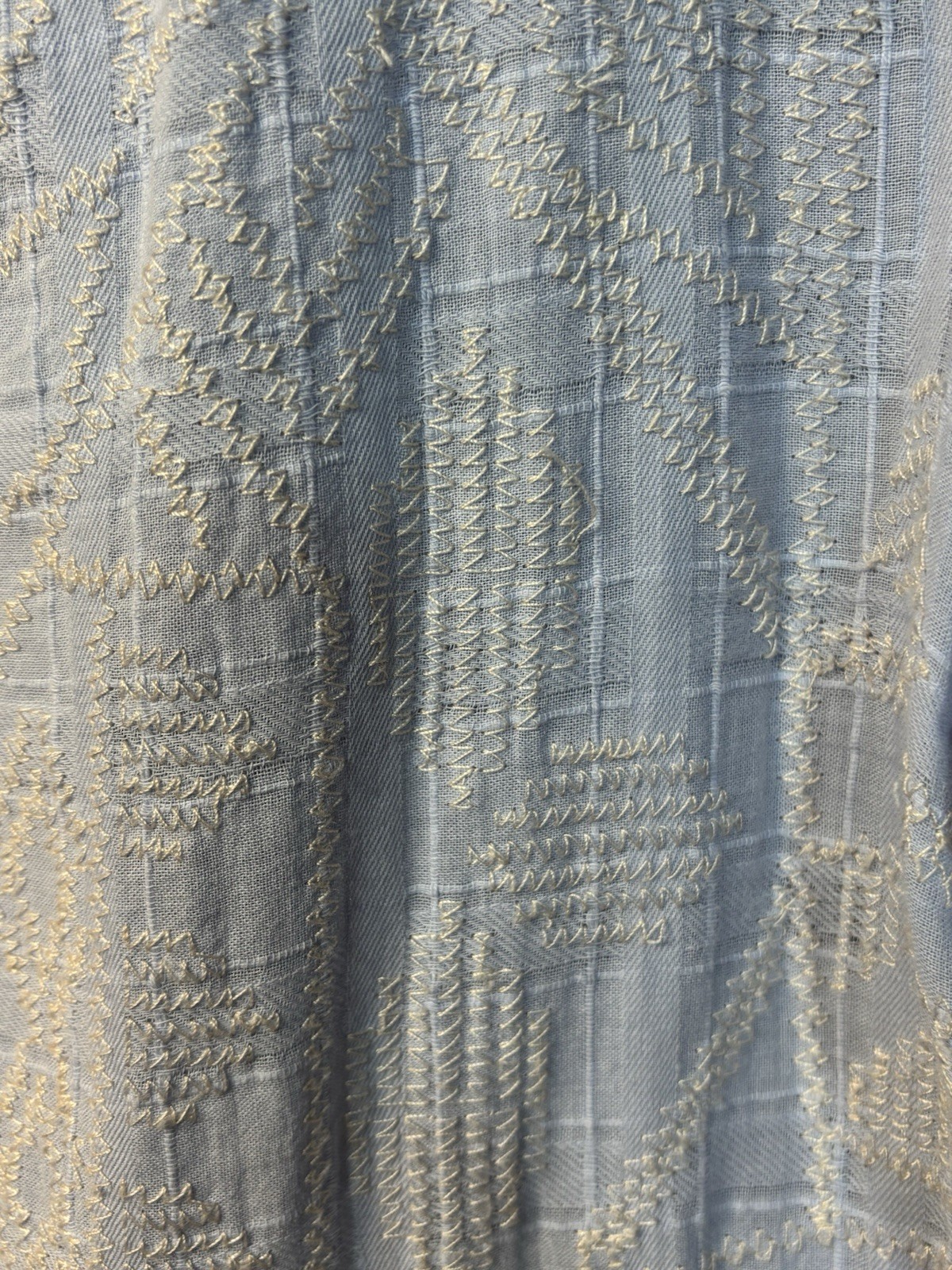 Knox Rose Light Blue V-Neck Puff A-Line Women Dress Crochet Embroidered M 2162
