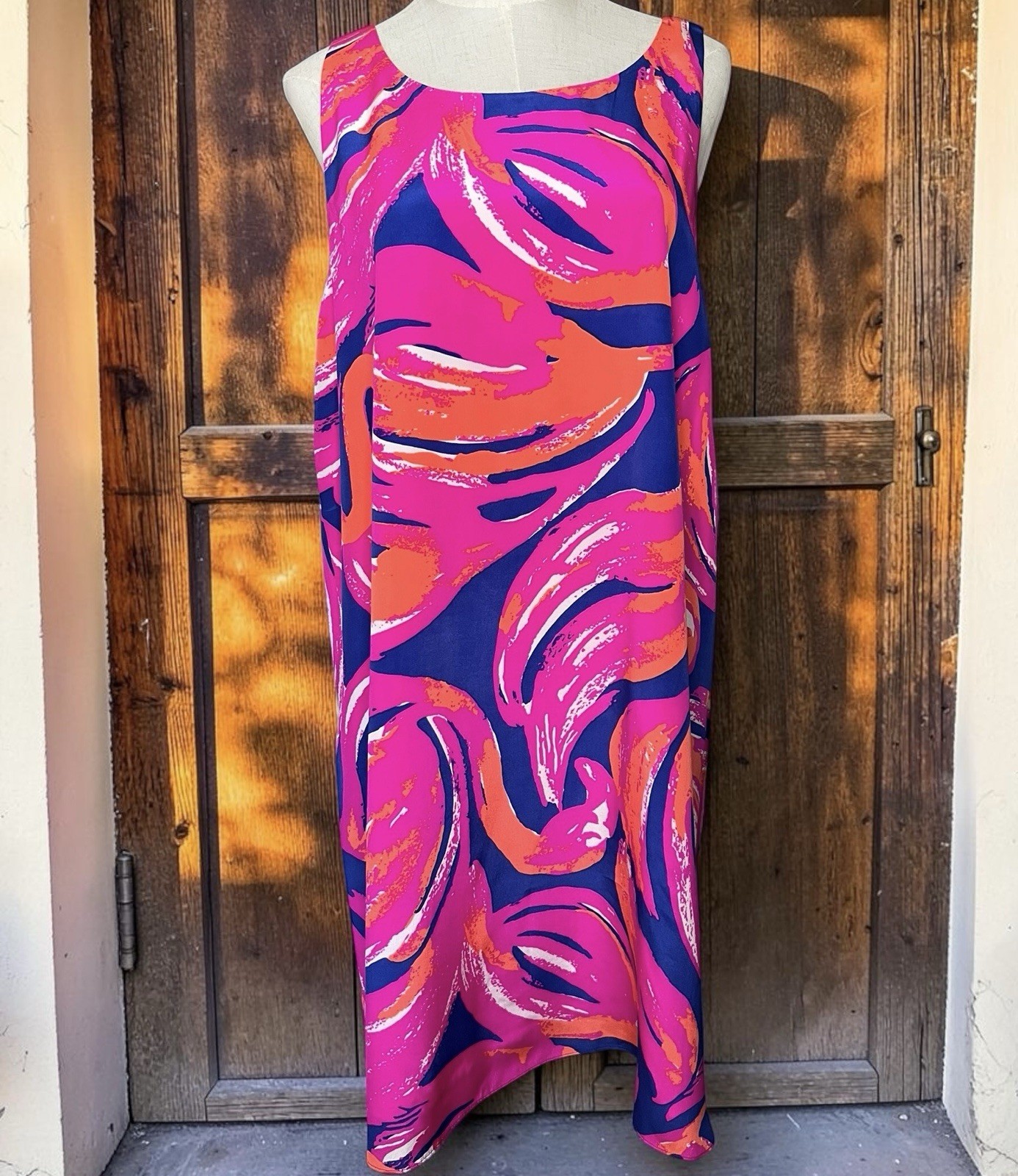 NWT Lilly Pulitzer Jackie Shift Dress Plume Bloom Bomber Blue 100% Silk Size L