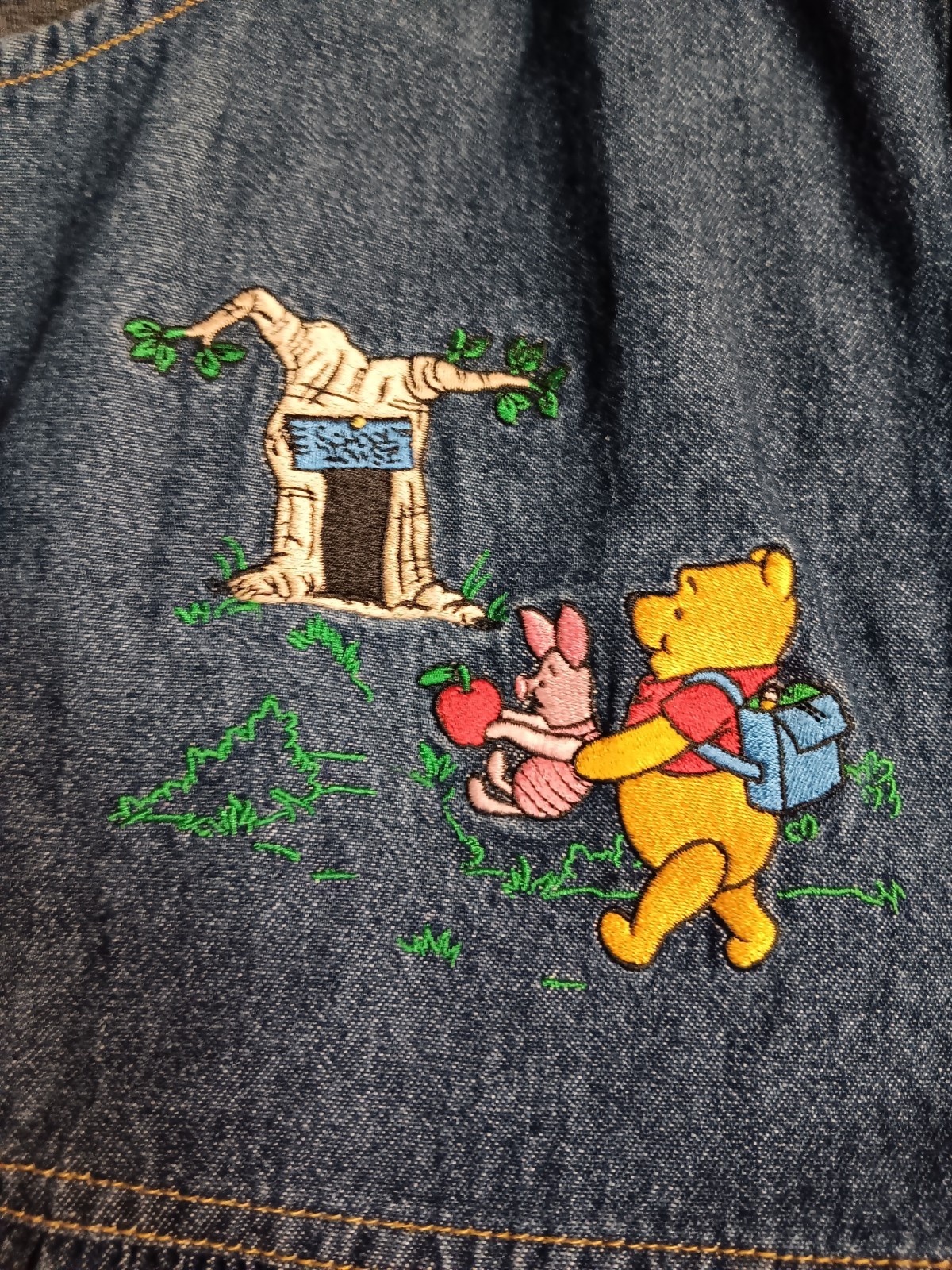 Vintage Disney Catalog Winnie Pooh Midi Denim Jumpsuit Dress Teacher School Med