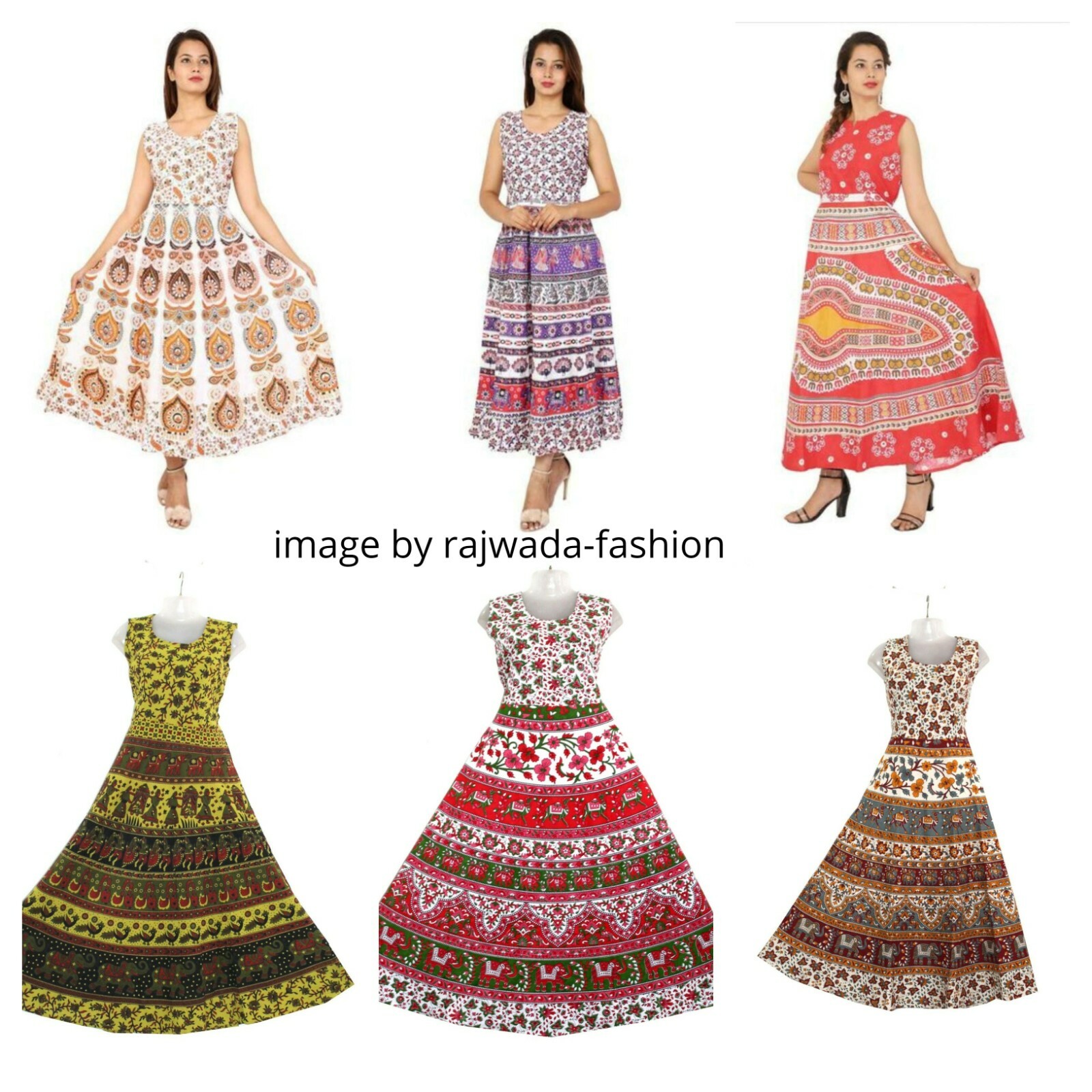 20 PC Lot Indian Maxi Long Dress Bohemian Handmade Hippie Cotton Night Wear